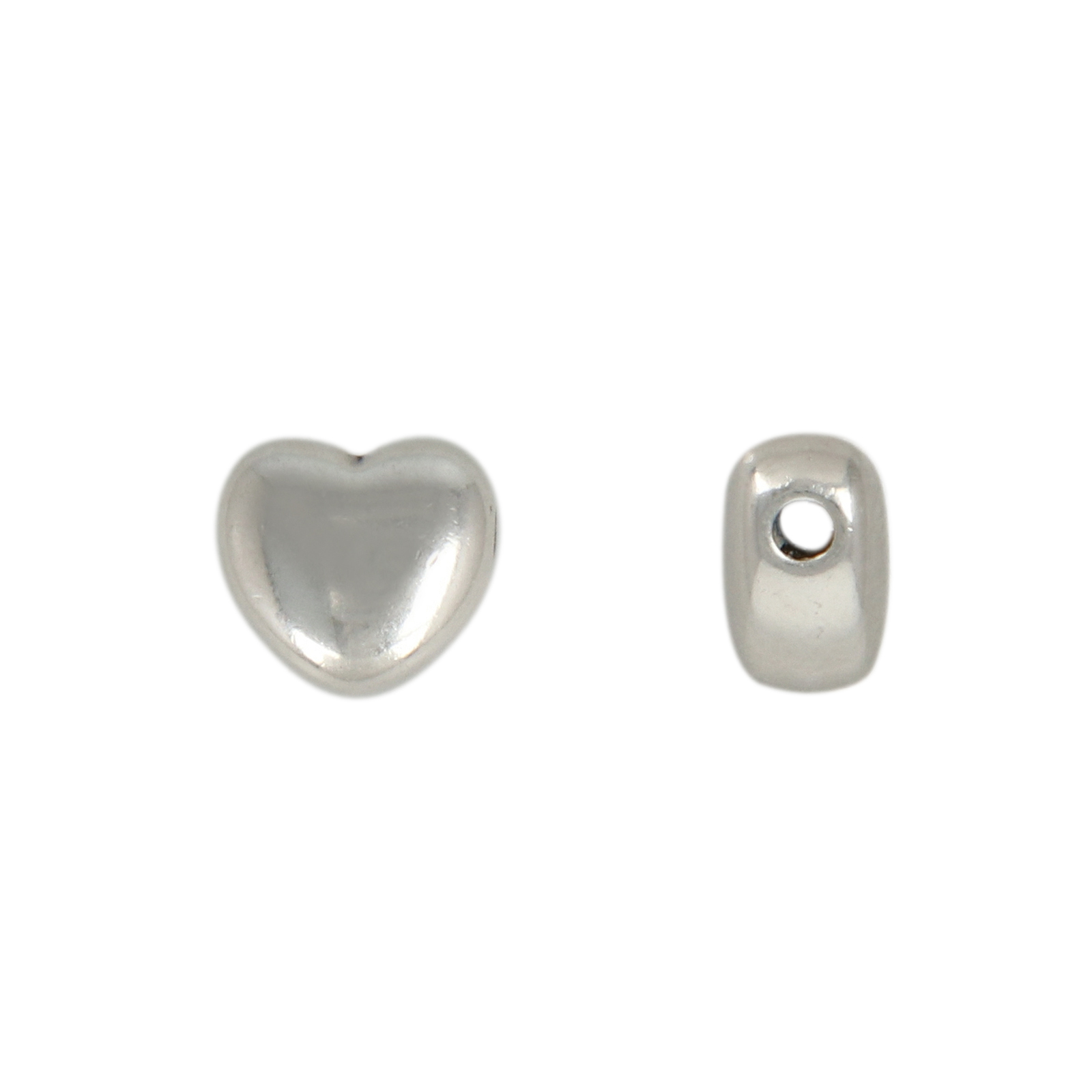 antique silver plated heart beads 8mm | 4pc