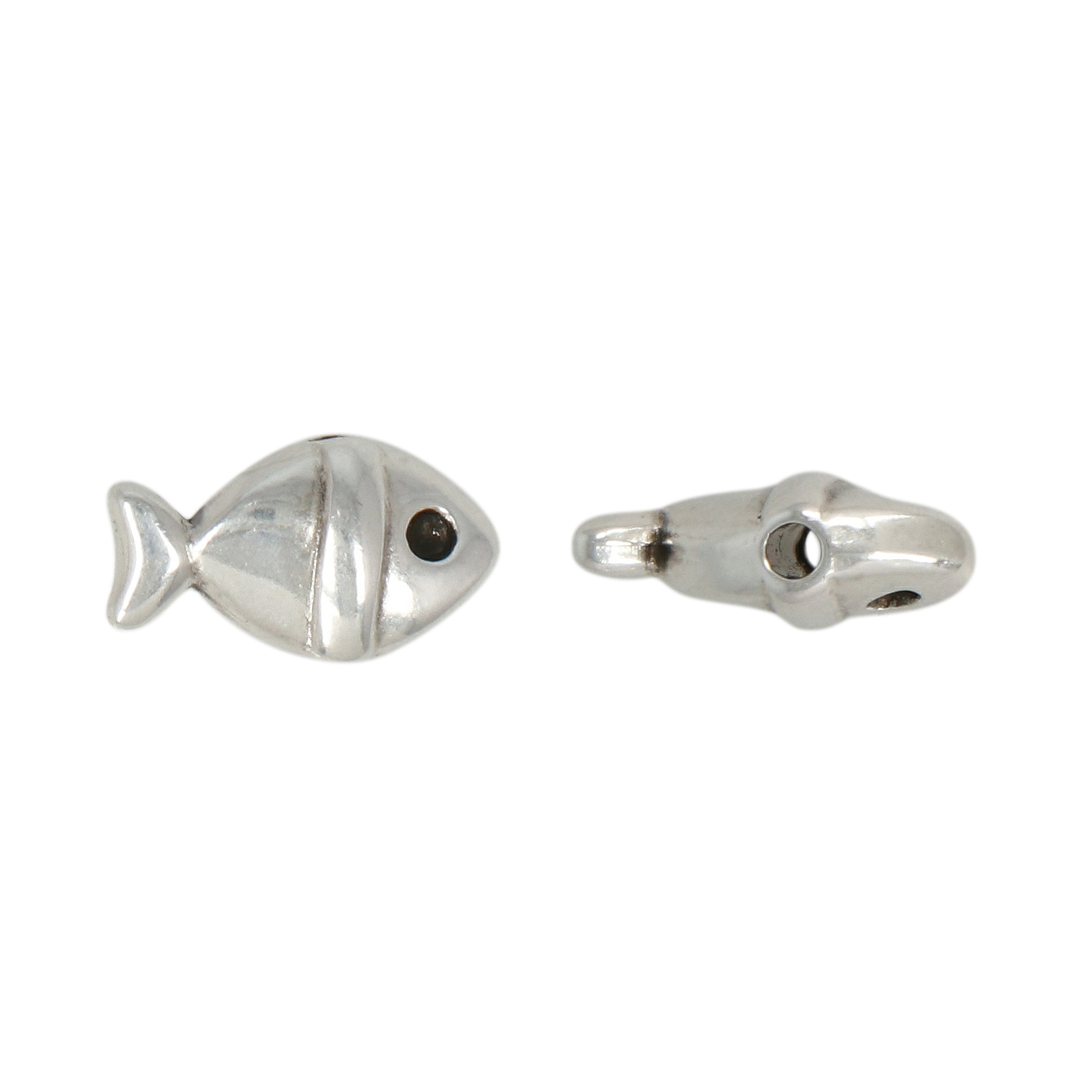 antique silver plated fish beads 12x8mm | 4pc