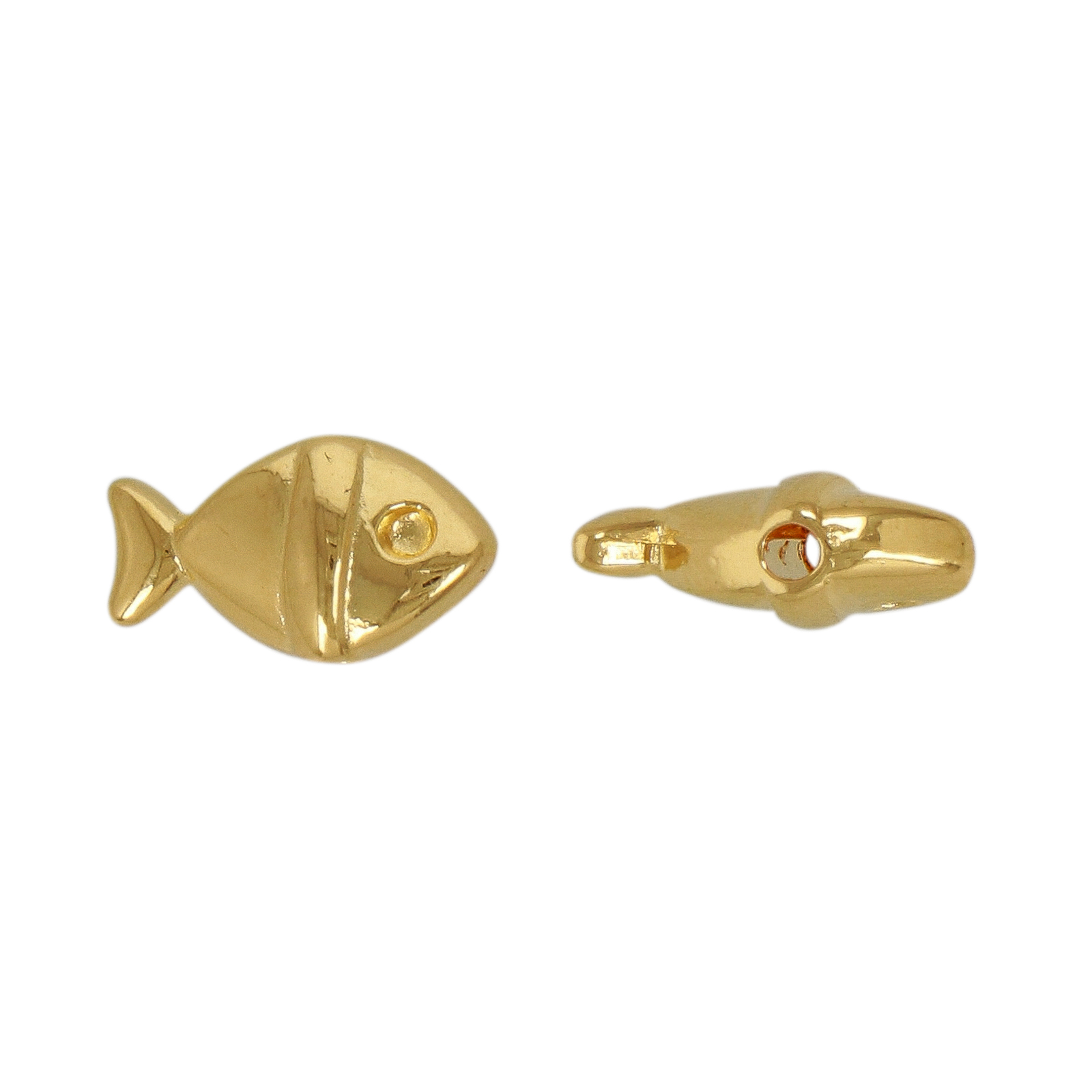gold plated fish beads 12x8mm | 4pc