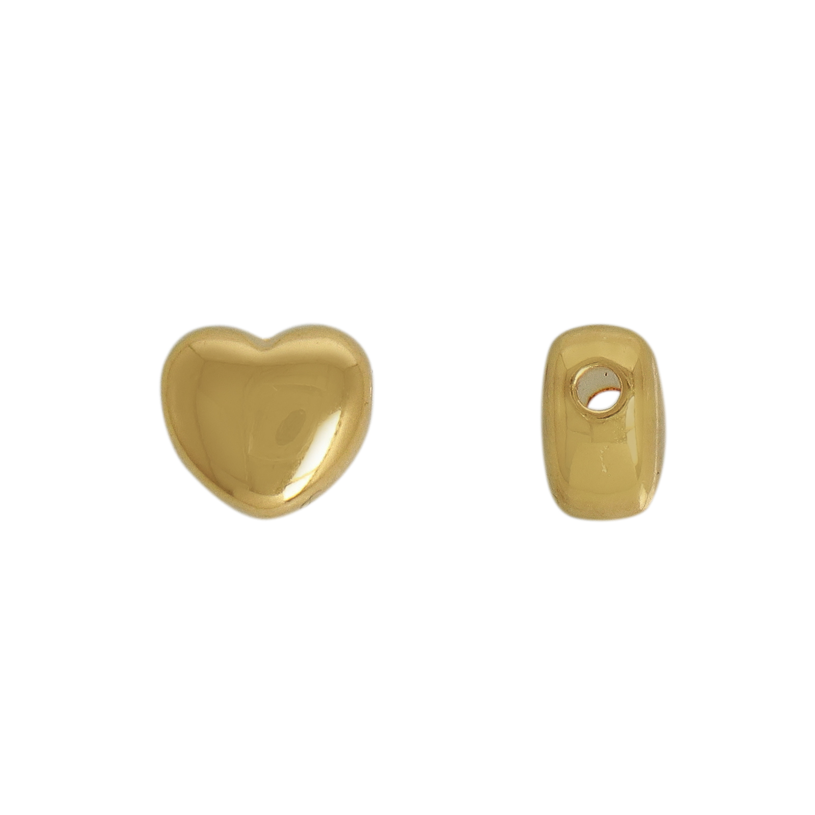 gold plated heart beads 8mm | 4pc