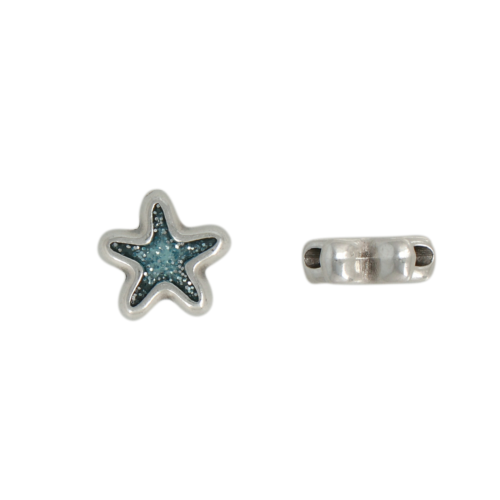 antique silver plated enameled beads starfish 10mm | 2pc