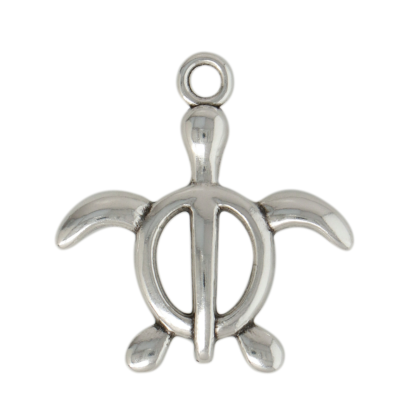 antique silver plated turtle pendant 29x26mm | 2pc