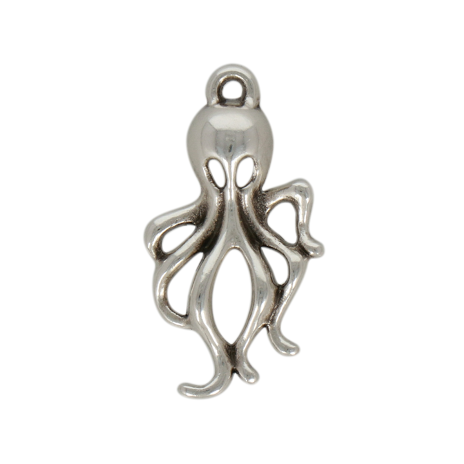 antique silver plated octapus pendant 27x17mm | 2pc