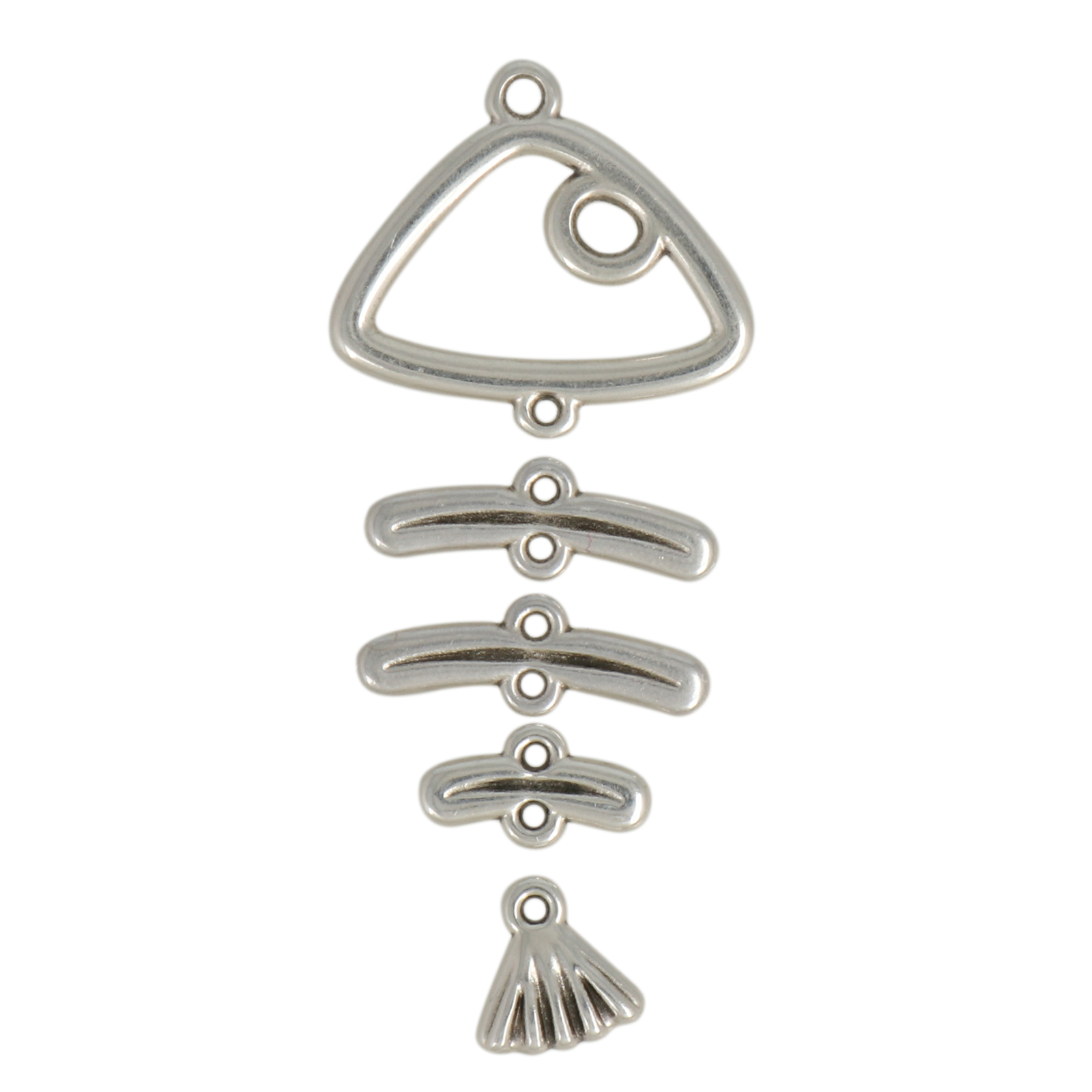 antique silver plated fishbone pendant 53x28mm | 2pc