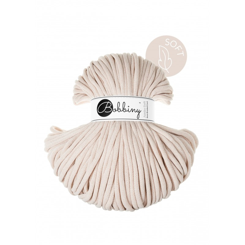 bobbiny jumbo soft braided cord - nude 8mm - 100mt | 1pc