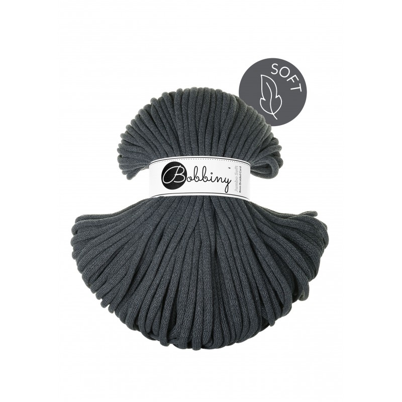 bobbiny jumbo soft braided cord - charcoal 8mm - 100mt | 1st