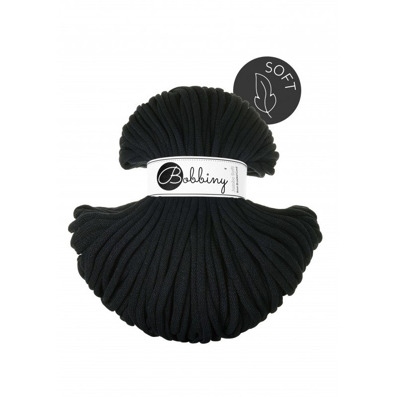 bobbiny jumbo soft braided cord - black 8mm - 100mt | 1st