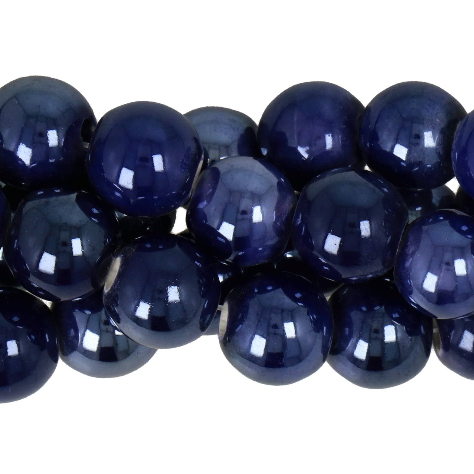 blue ceramic beads round 10mm - 30pcs | 1 strand