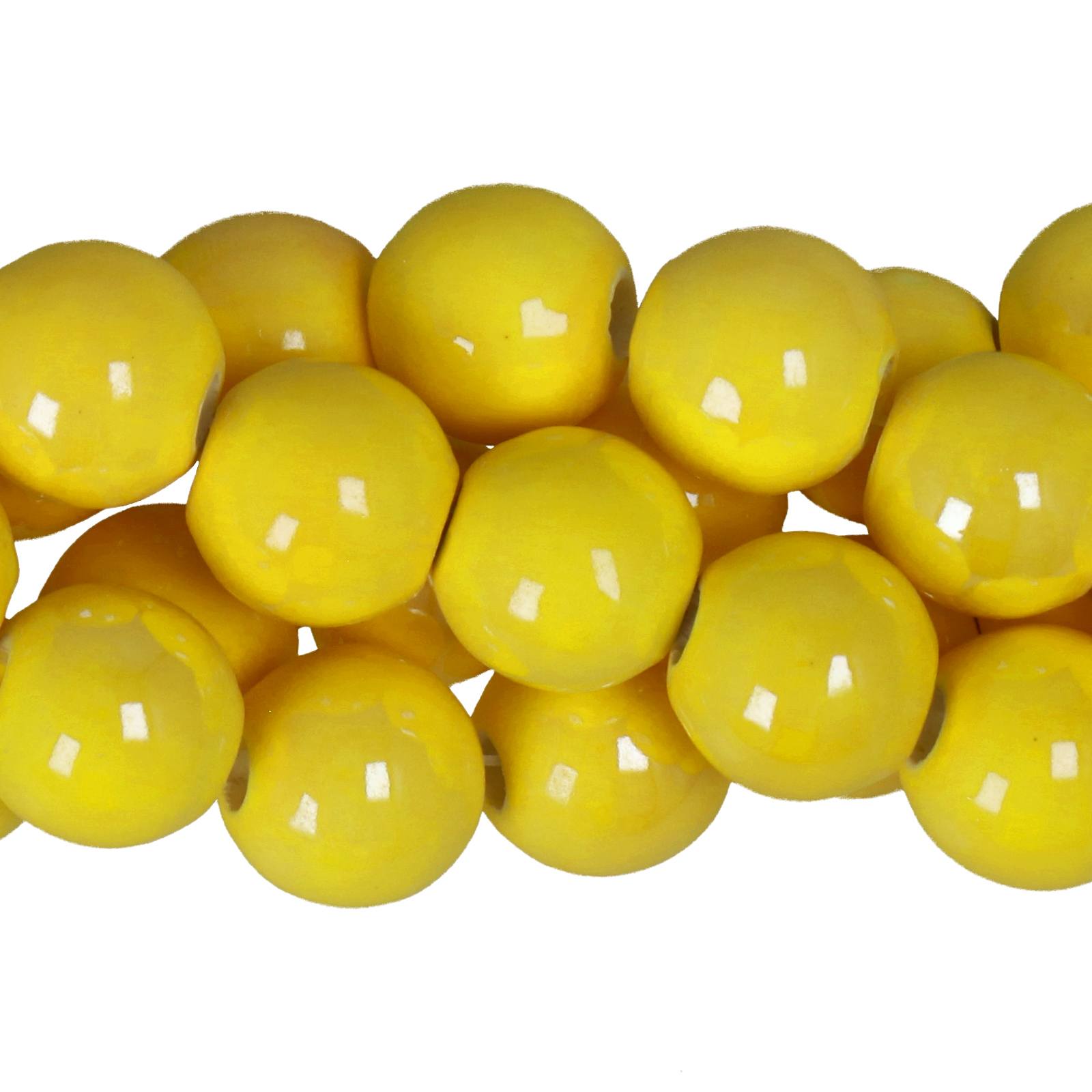 yellow ceramic beads round 10mm - 30pcs | 1 strand