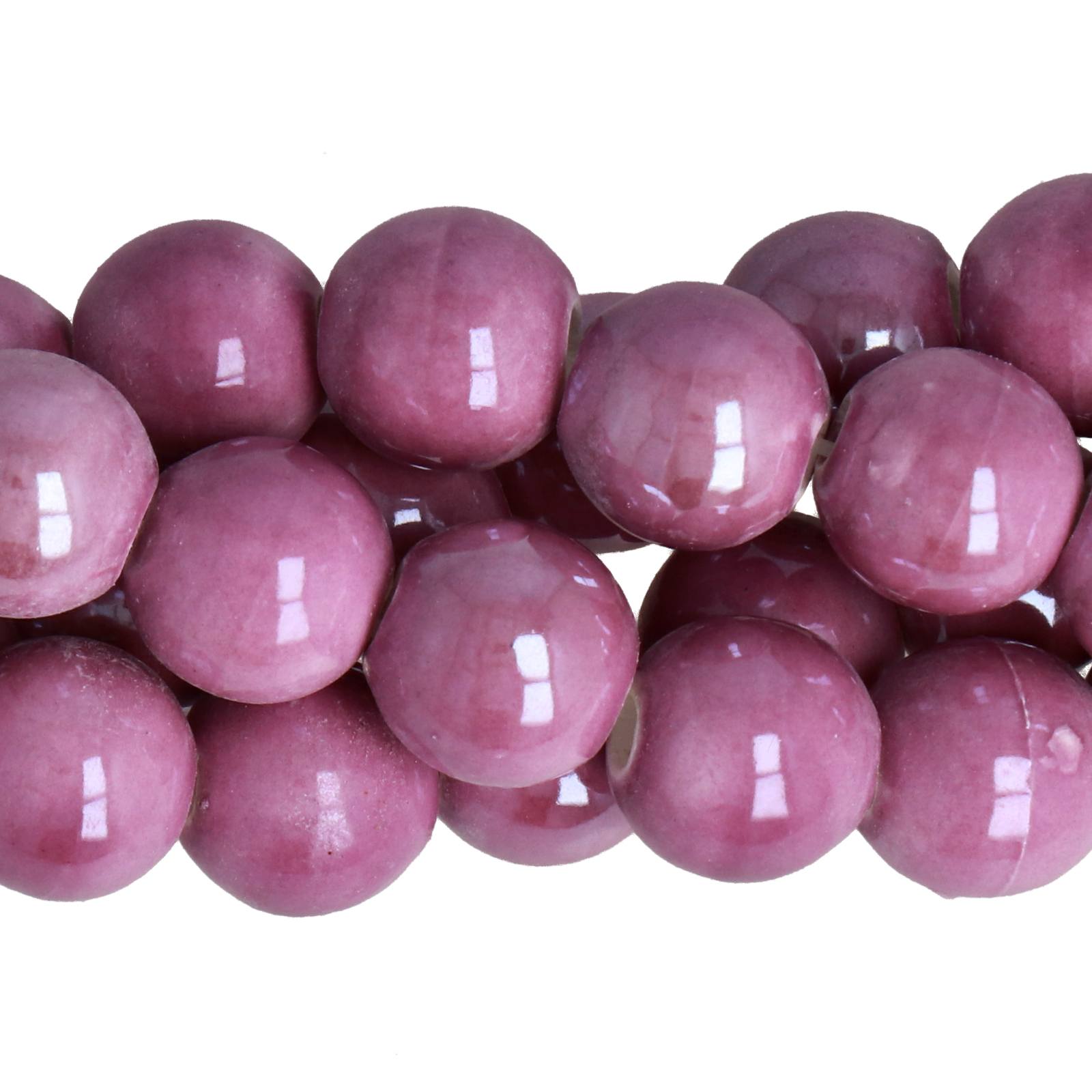 purple ceramic beads round 10mm - 30pcs | 1 strand