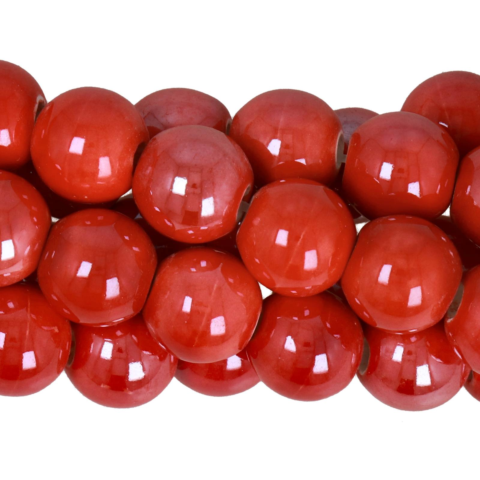keramik perlen - rot rund 10mm - 30st | 1 strand