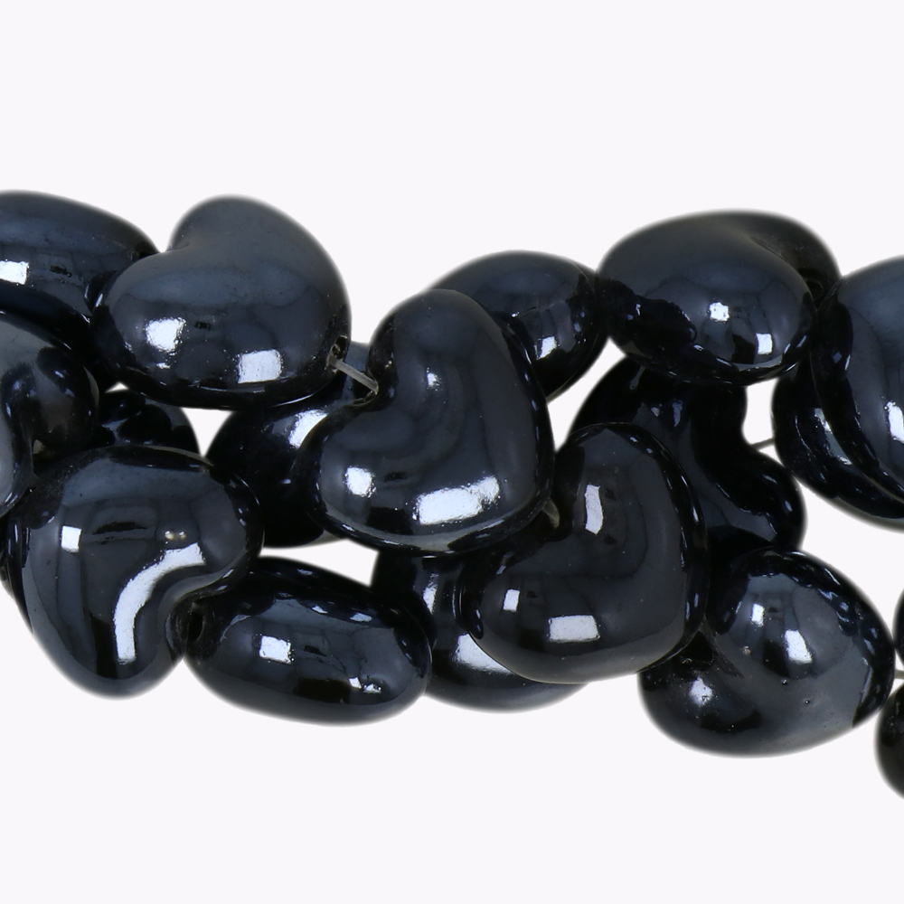 blue ceramic beads heart 16mm - 23pcs | 1 strand