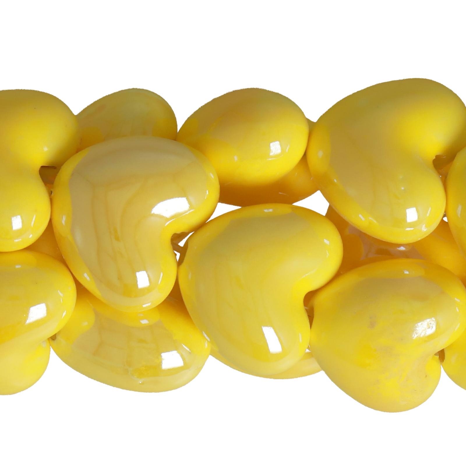 yellow ceramic beads heart 16mm - 23pcs | 1 strand
