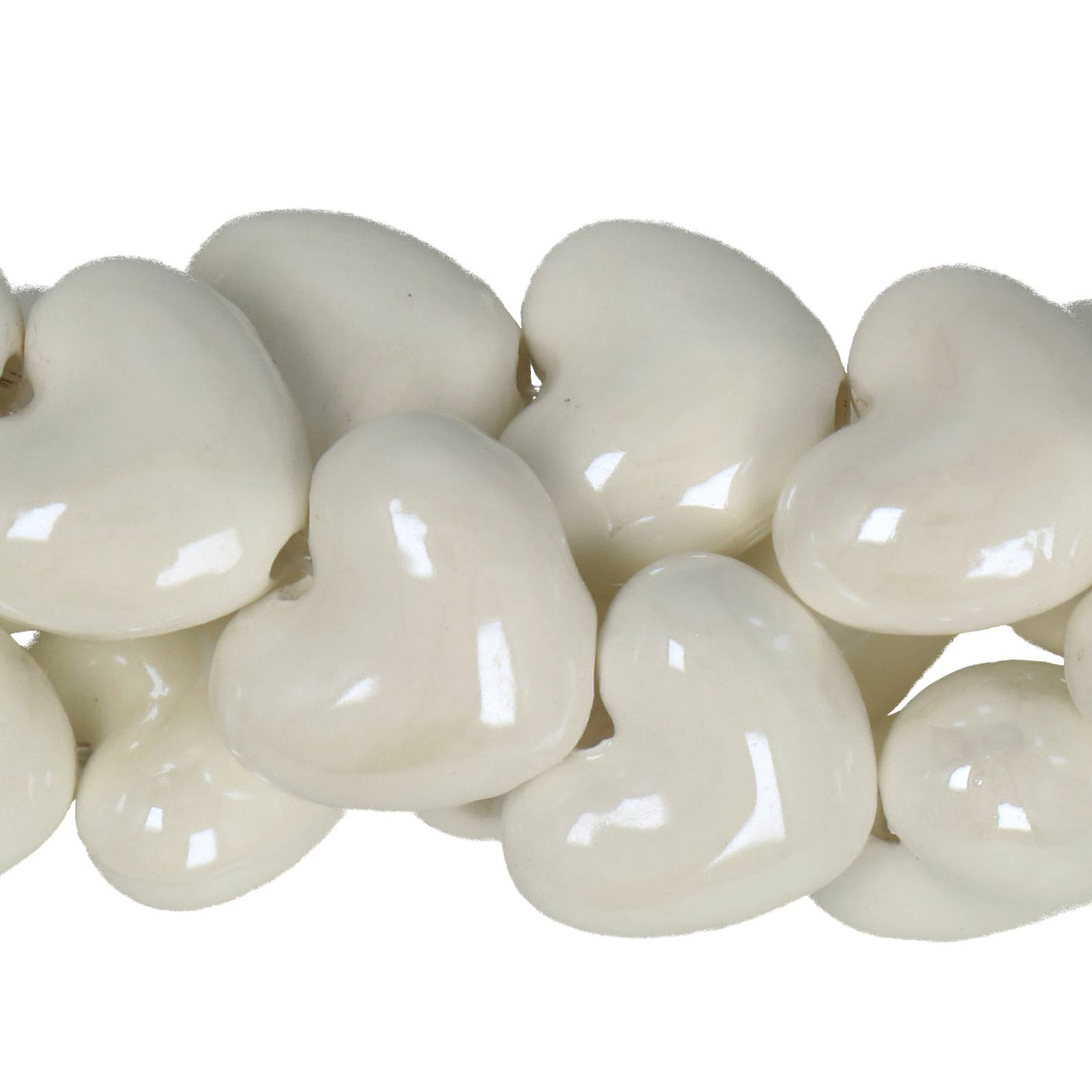 white ceramic beads heart 16mm - 23pcs | 1 strand