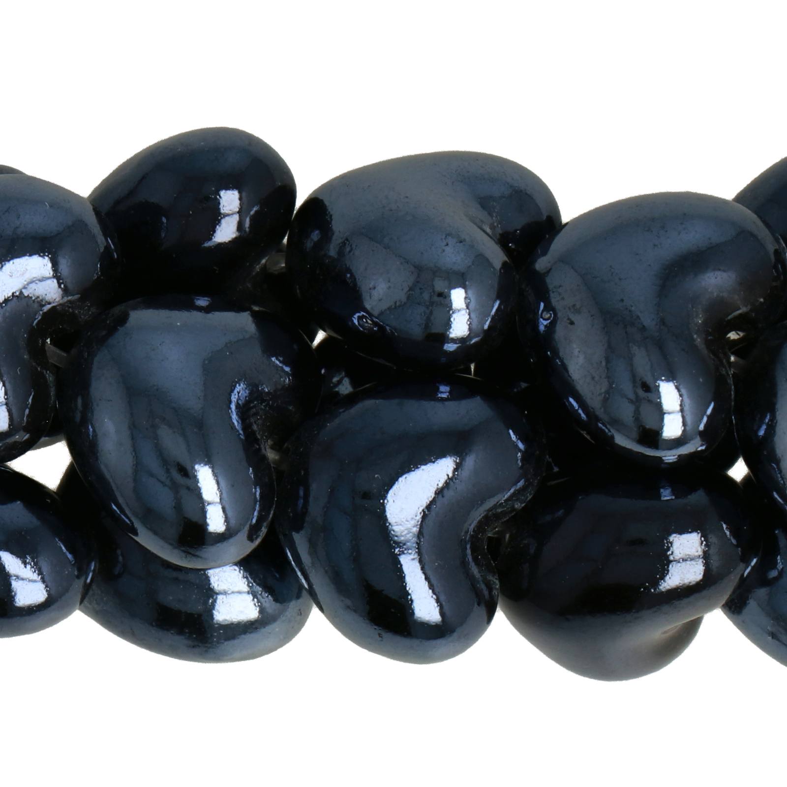 keramik perlen - schwarz herz 16mm - 23st | 1 strand