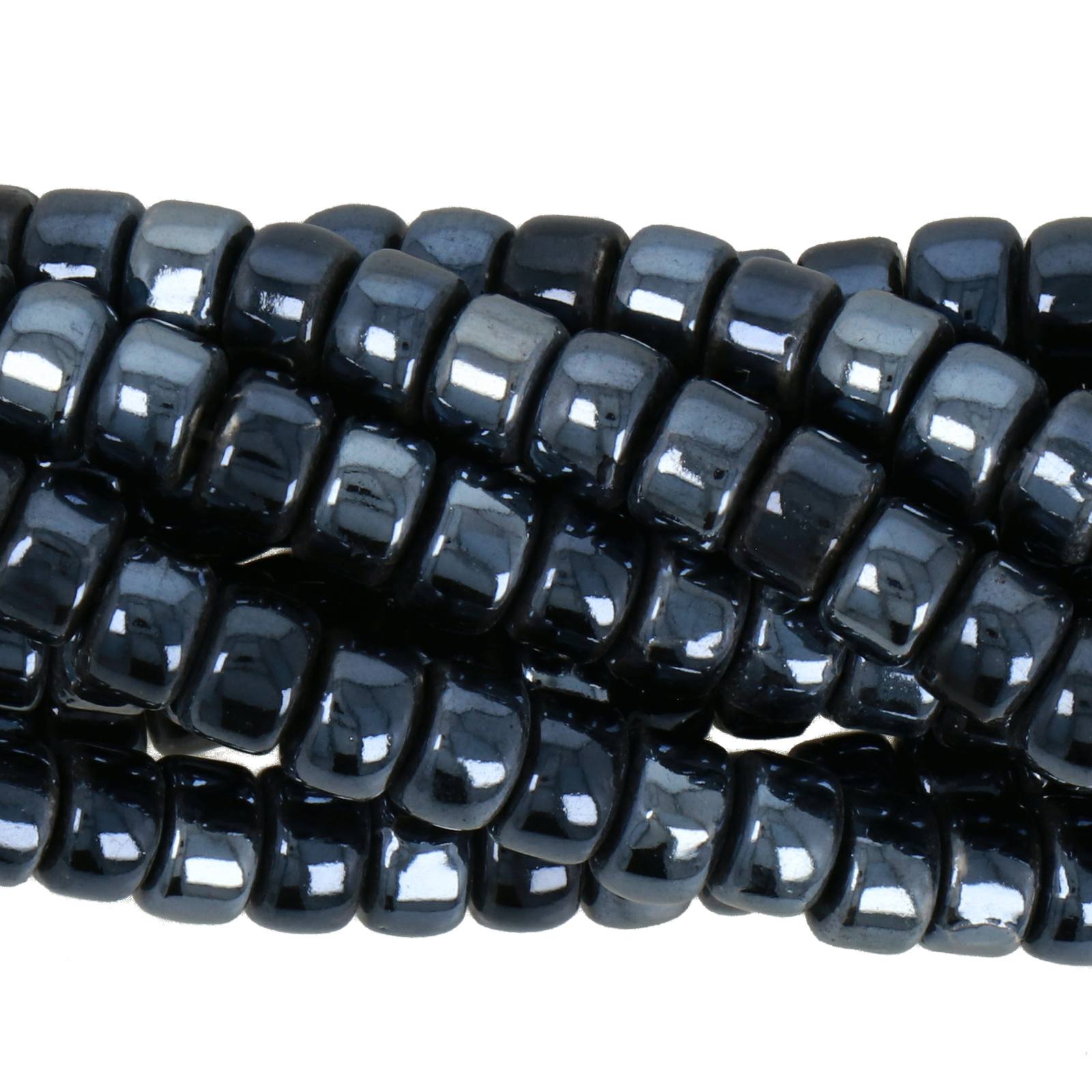 black ceramic beads heishi 6x4mm - 45pcs | 1 strand