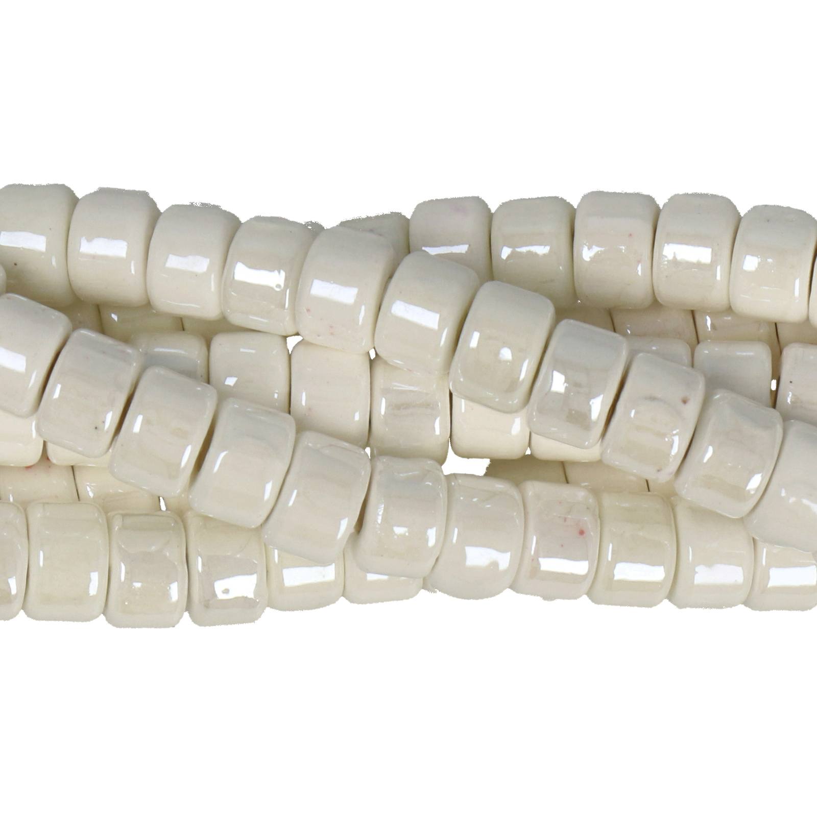 white ceramic beads heishi 6x4mm - 45pcs | 1 strand