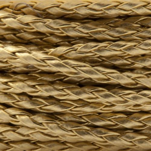 gold braided synthetic leather cord - diameter 3mm | 1mt