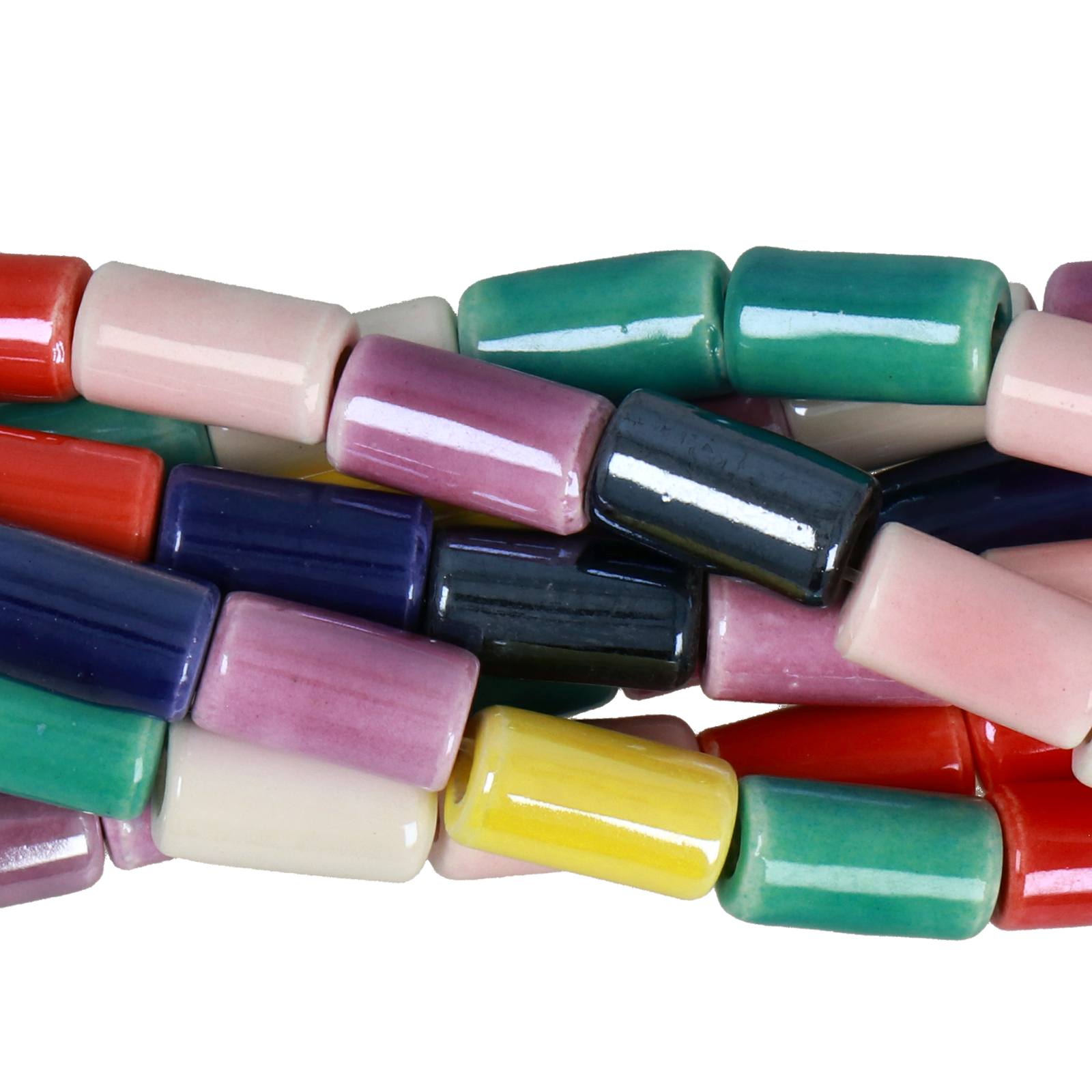 mix color ceramic beads tube 11x6mm - 27pcs | 1 strand