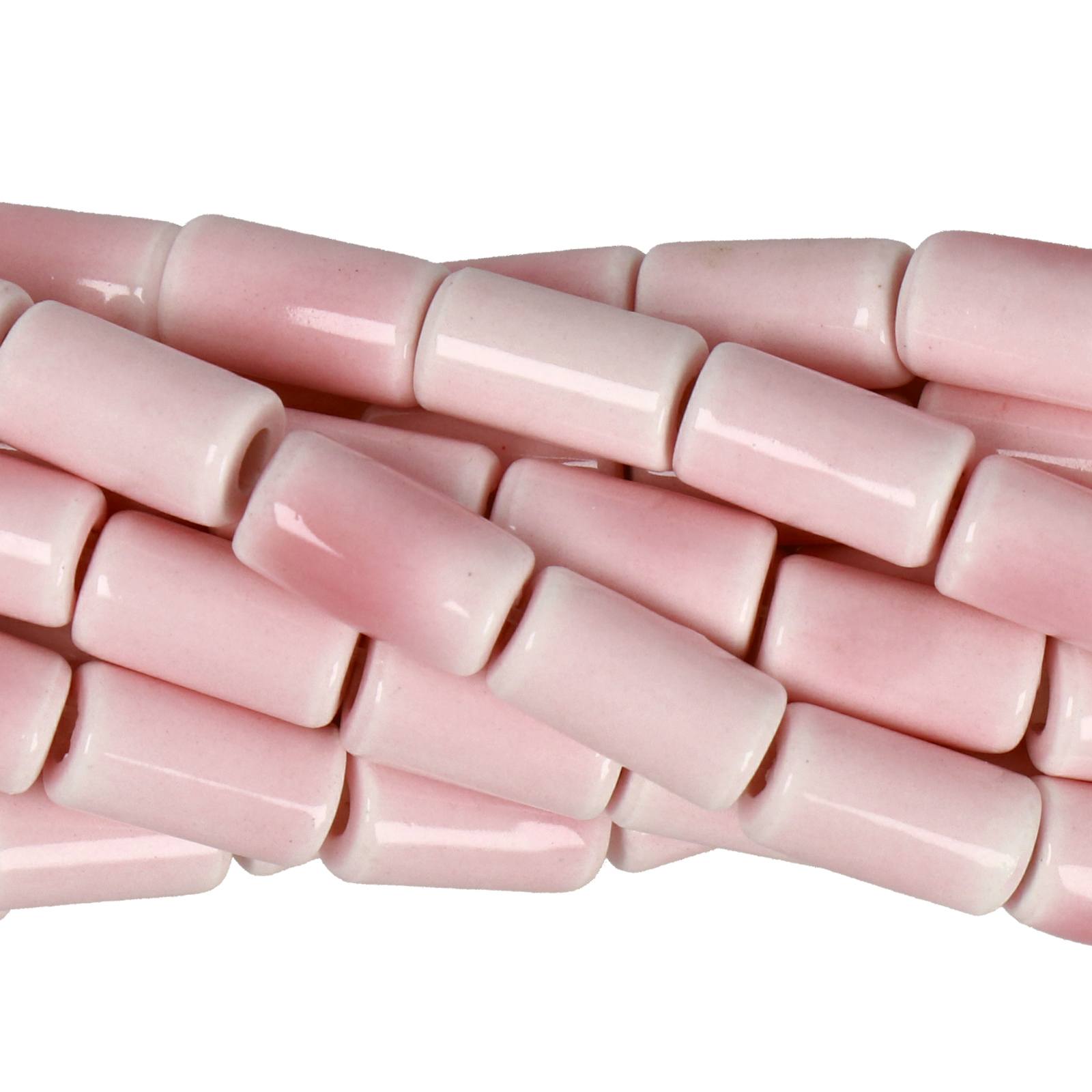 pink ceramic beads tube 11x6mm - 27pcs | 1 strand