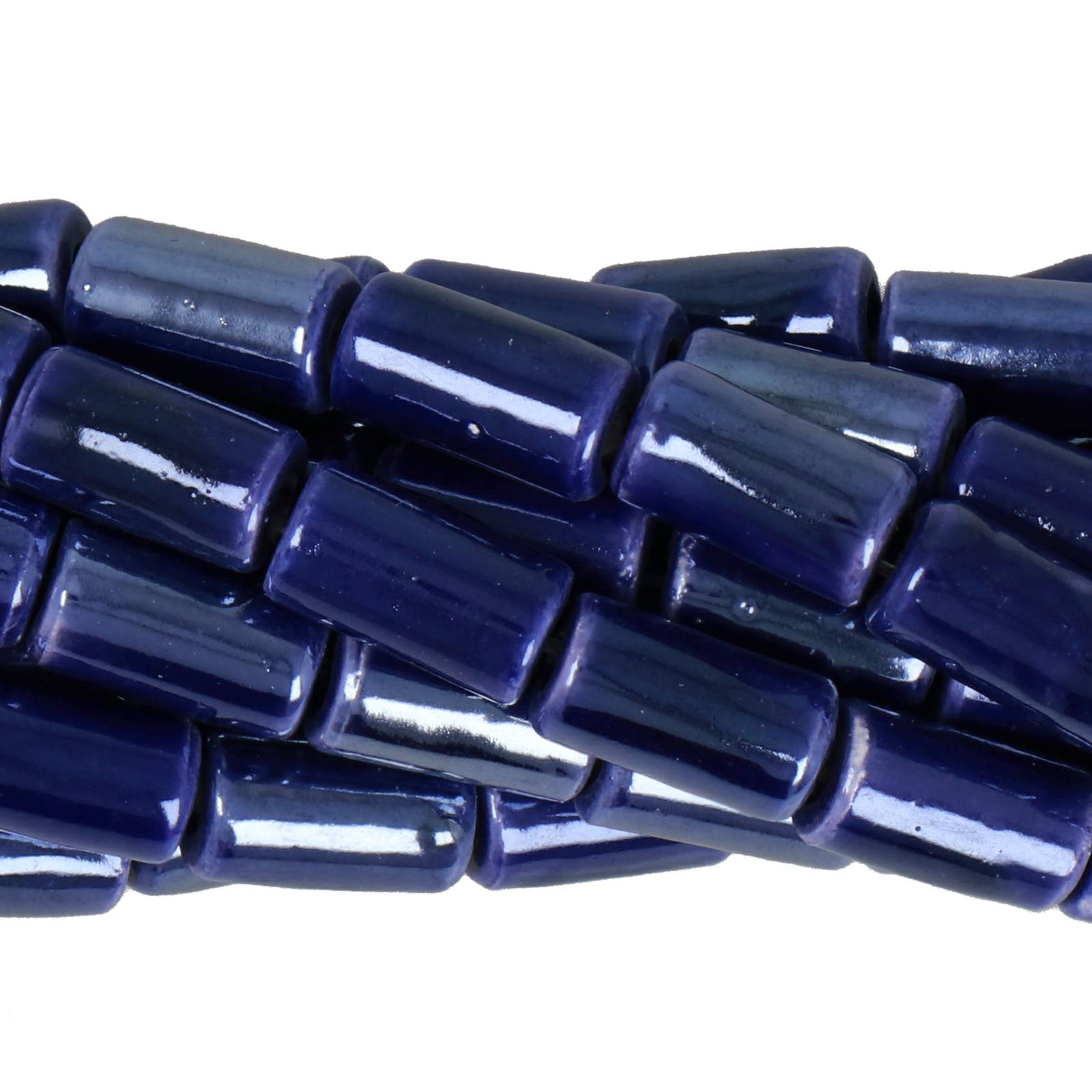 blue ceramic beads tube 11x6mm - 27pcs | 1 strand