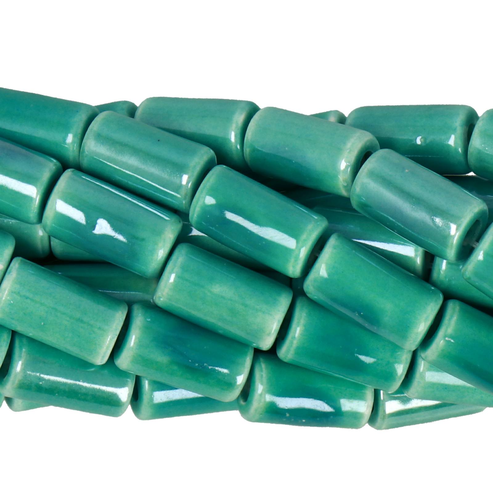 turquoise ceramic beads tube 11x6mm - 27pcs | 1 strand