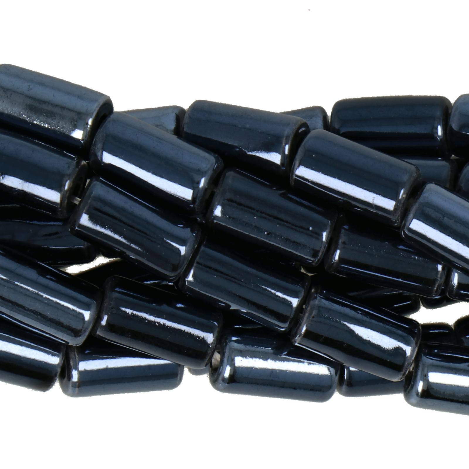 keramik perlen - schwarz tube 11x6mm - 27st | 1 strand