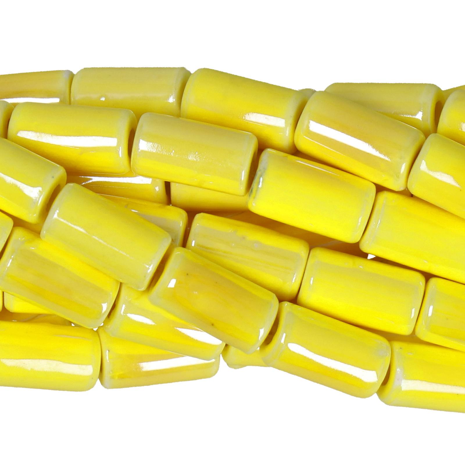 yellow ceramic beads tube 11x6mm - 27pcs | 1 strand