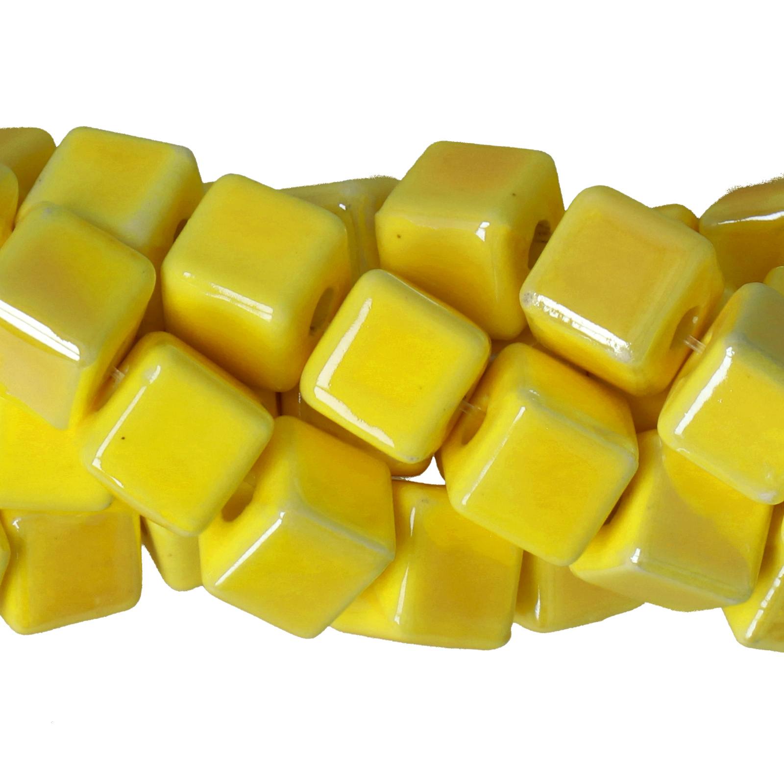 yellow ceramic beads tube 11x6mm - 27pcs | 1 strand