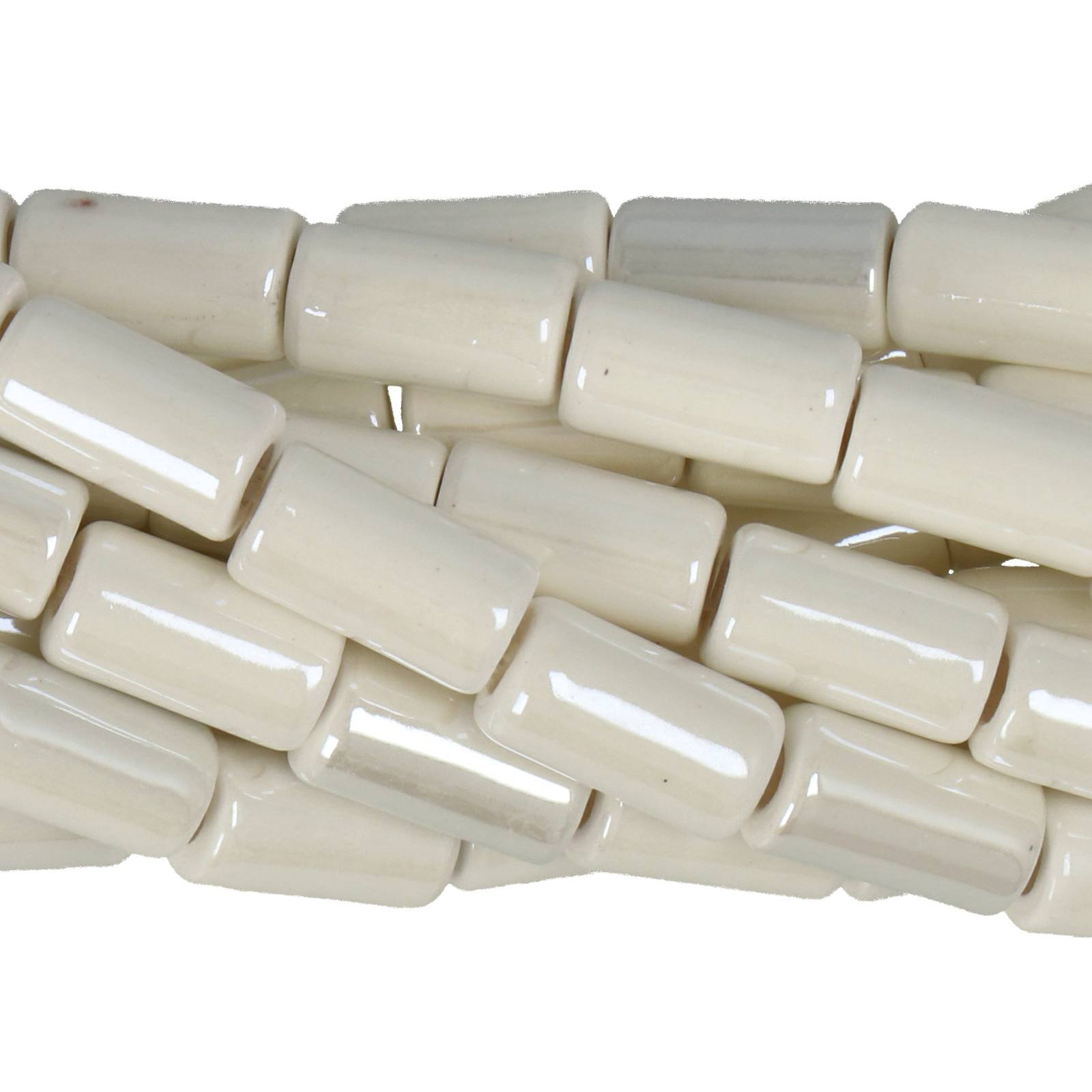 white ceramic beads tube 11x6mm - 27pcs | 1 strand