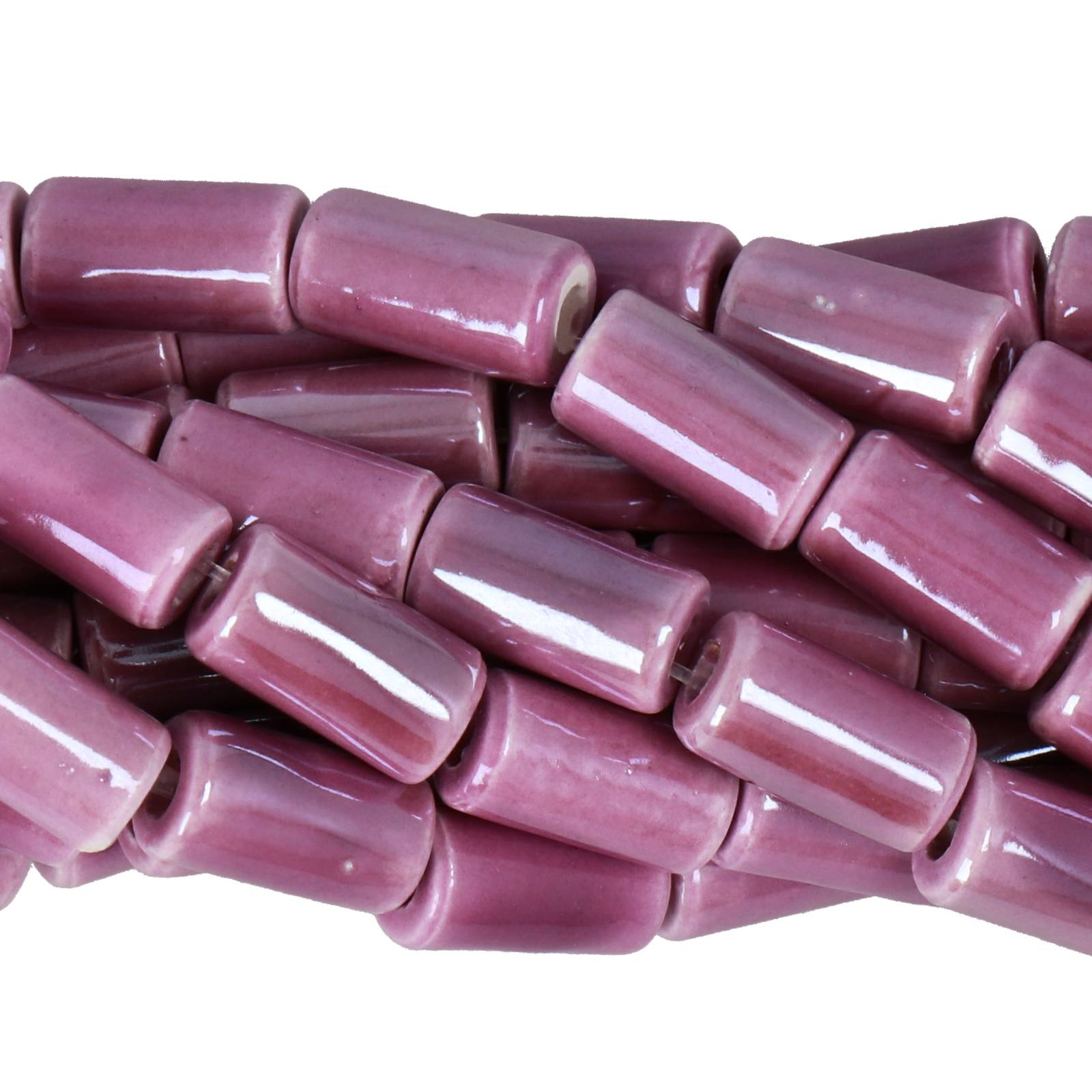 purple ceramic beads tube 11x6mm - 27pcs | 1 strand