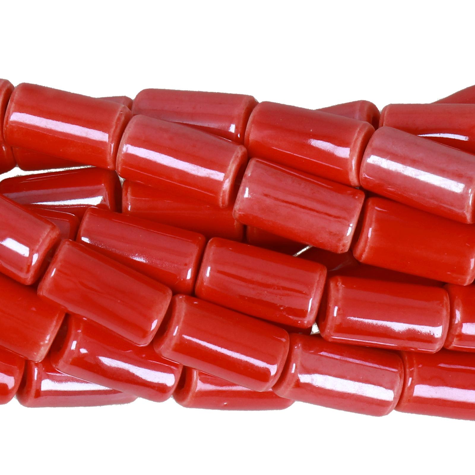 keramik perlen - rot tube 11x6mm - 27st | 1 strand