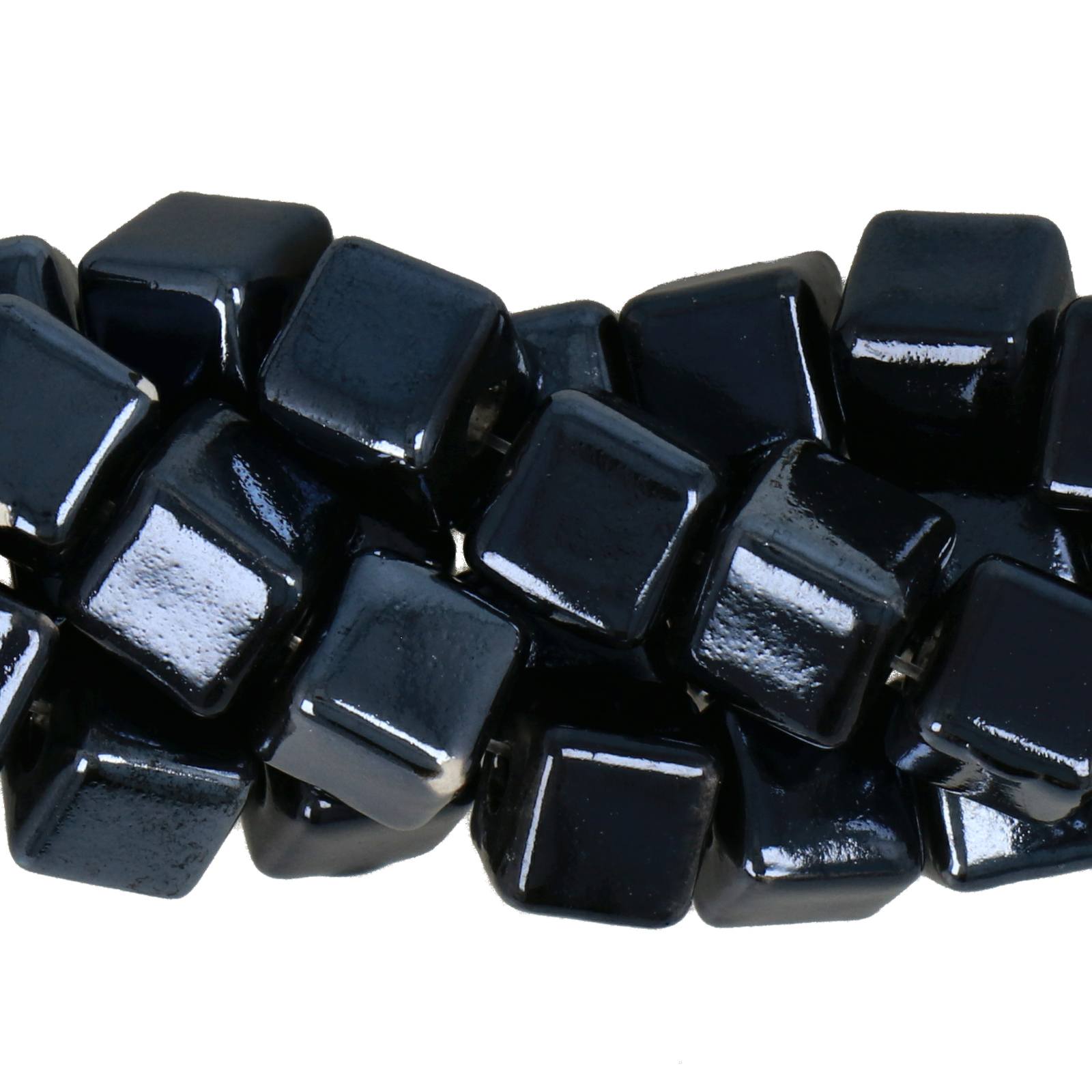 keramik perlen - schwarz tube 11x6mm - 27st | 1 strand