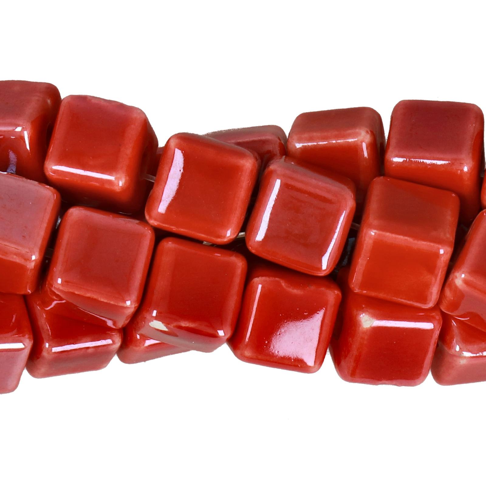 keramik perlen - rot tube 11x6mm - 27st | 1 strand