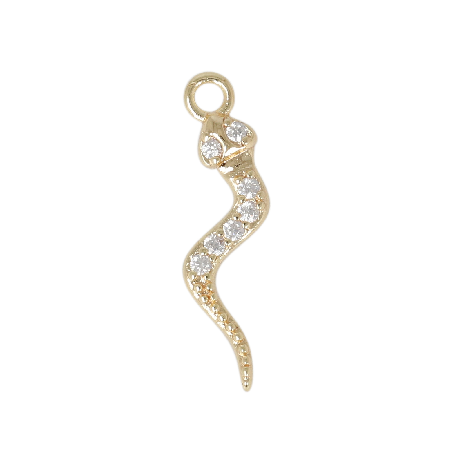 gold plated metal cz charm - snake 18mm | 2pc