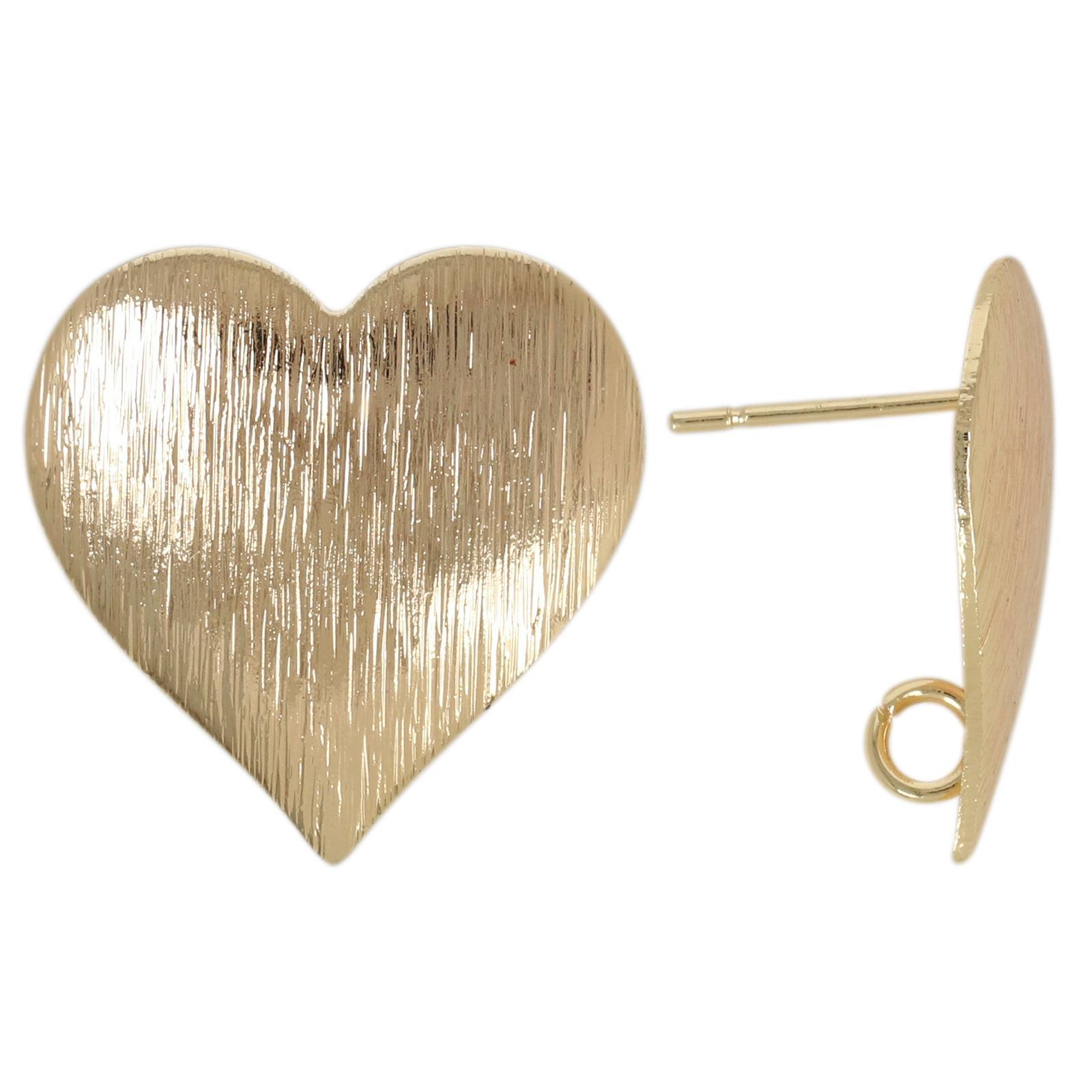 minimal jewelry post earrings gold plated heart 20mm | 2pc