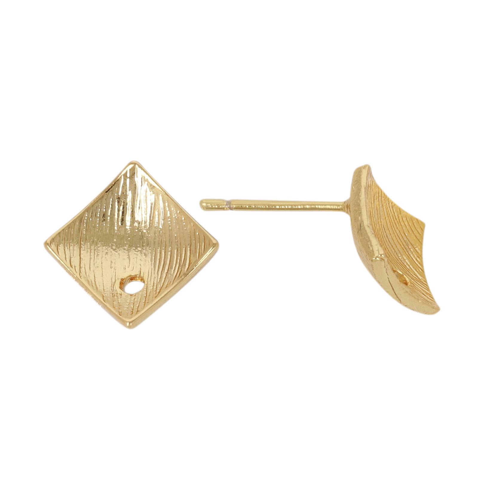 minimal jewelry post earrings gold plated diamond 12mm | 2pc