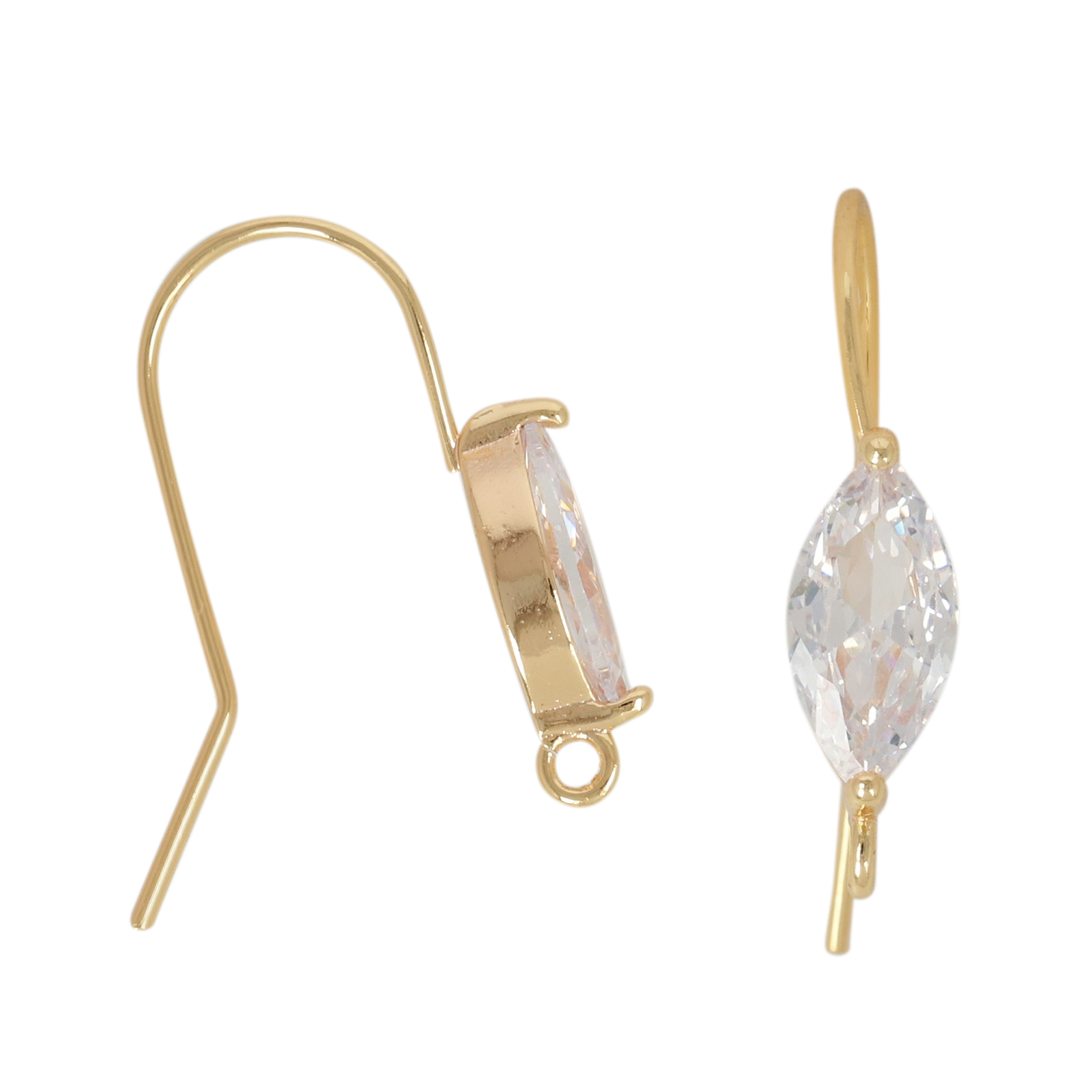 gold plated plated metal cz french earwire 21mm | 2pc