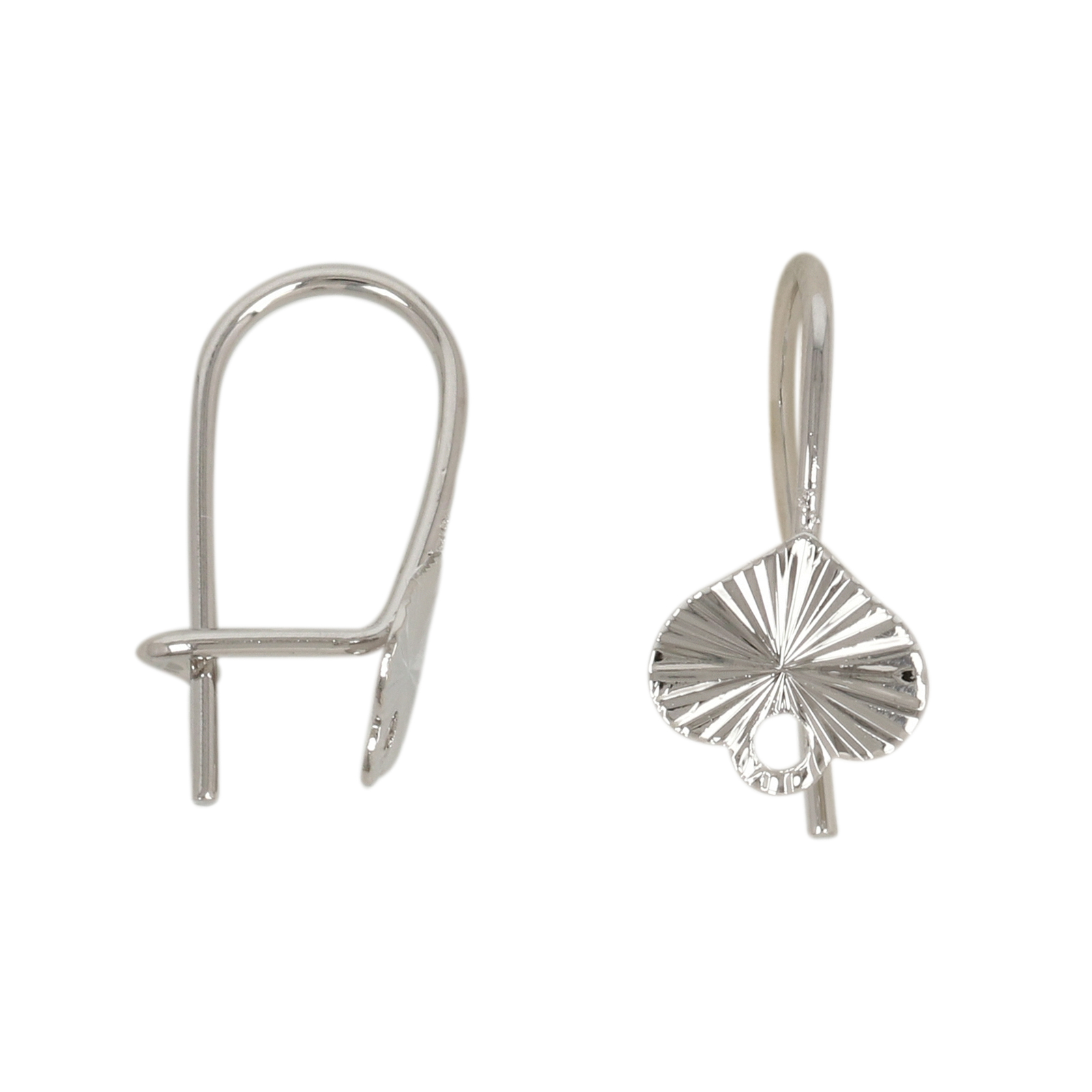 rhodium silver plated leaf earwire 14x7mm | 2pc