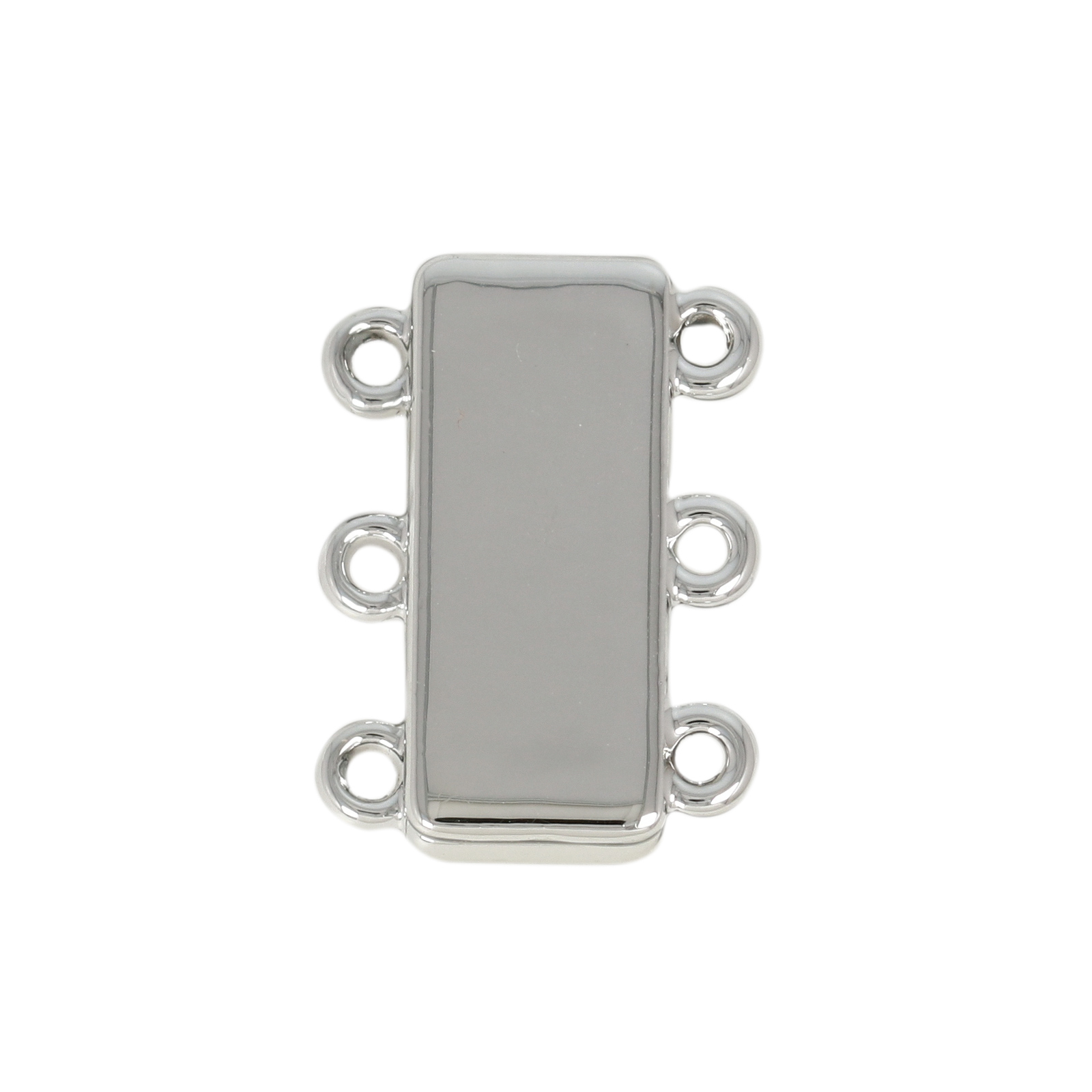 rhodium silver plated 3 strand magnetic clasp 18x8mm | 2pc