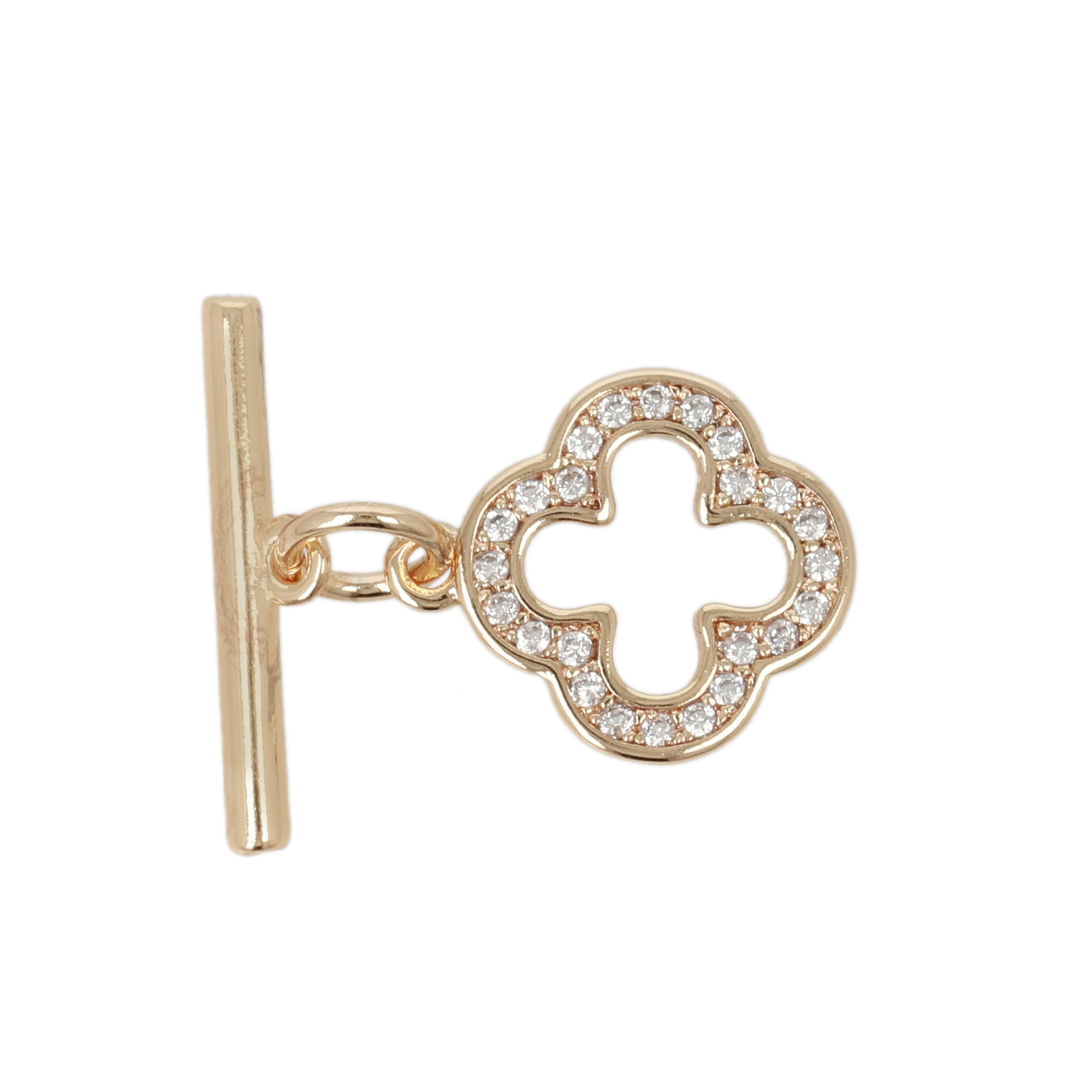 metal cz gold plated toogle clasp clover 11mm | 2pc