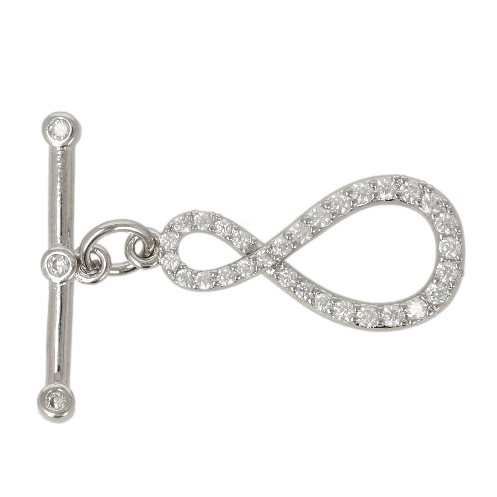metal cz rhodium silver plated toogle clasp infinity 21x10mm | 1pc