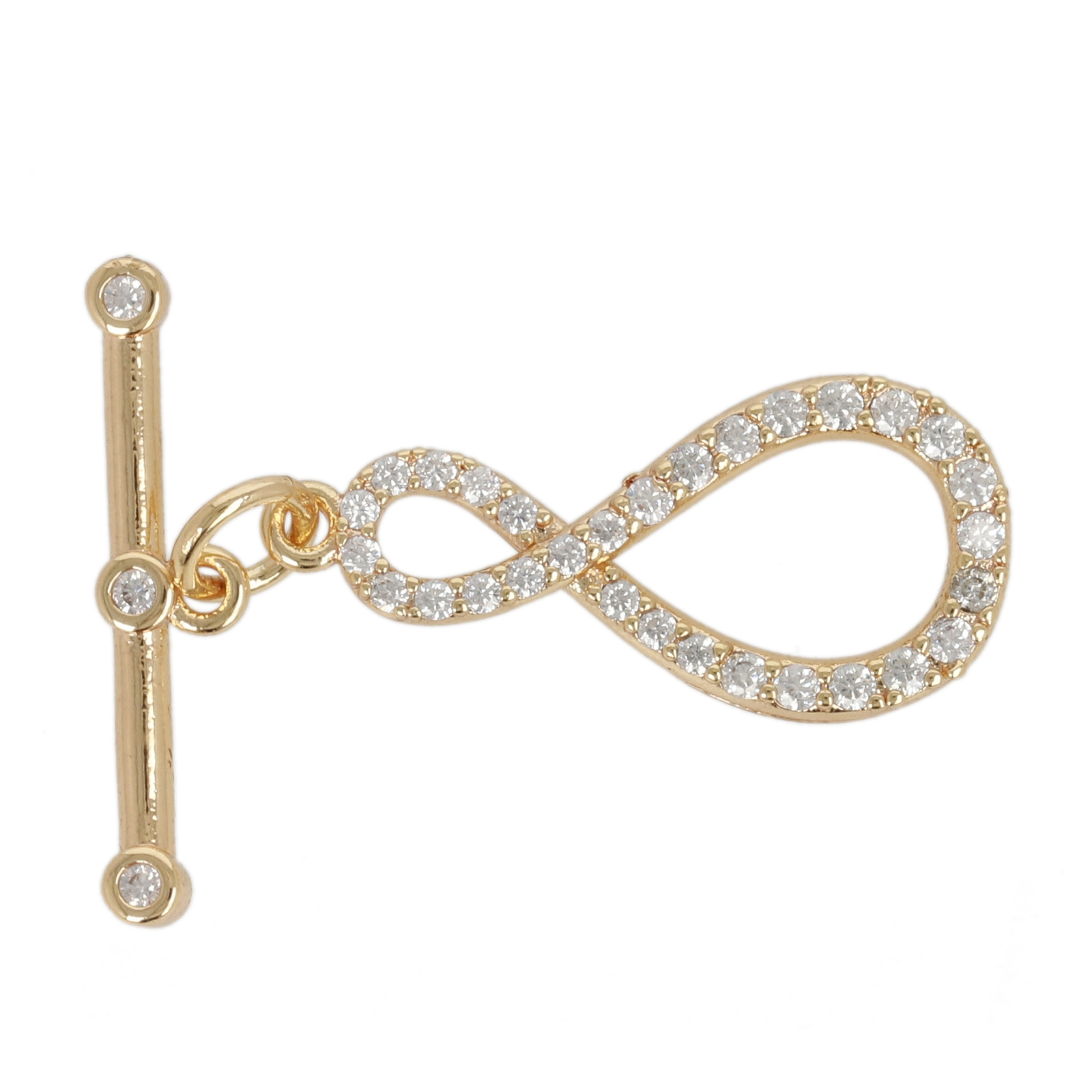metal cz gold plated toogle clasp infinity 21x10mm | 1pc
