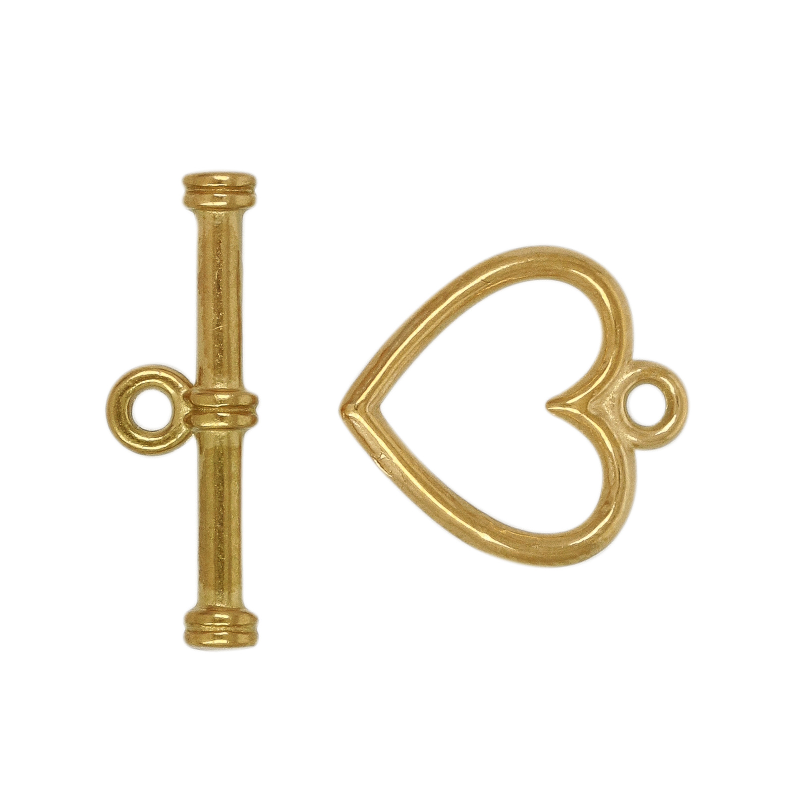gold plated stainless steel heart toogle clasp 14mm | 2pc