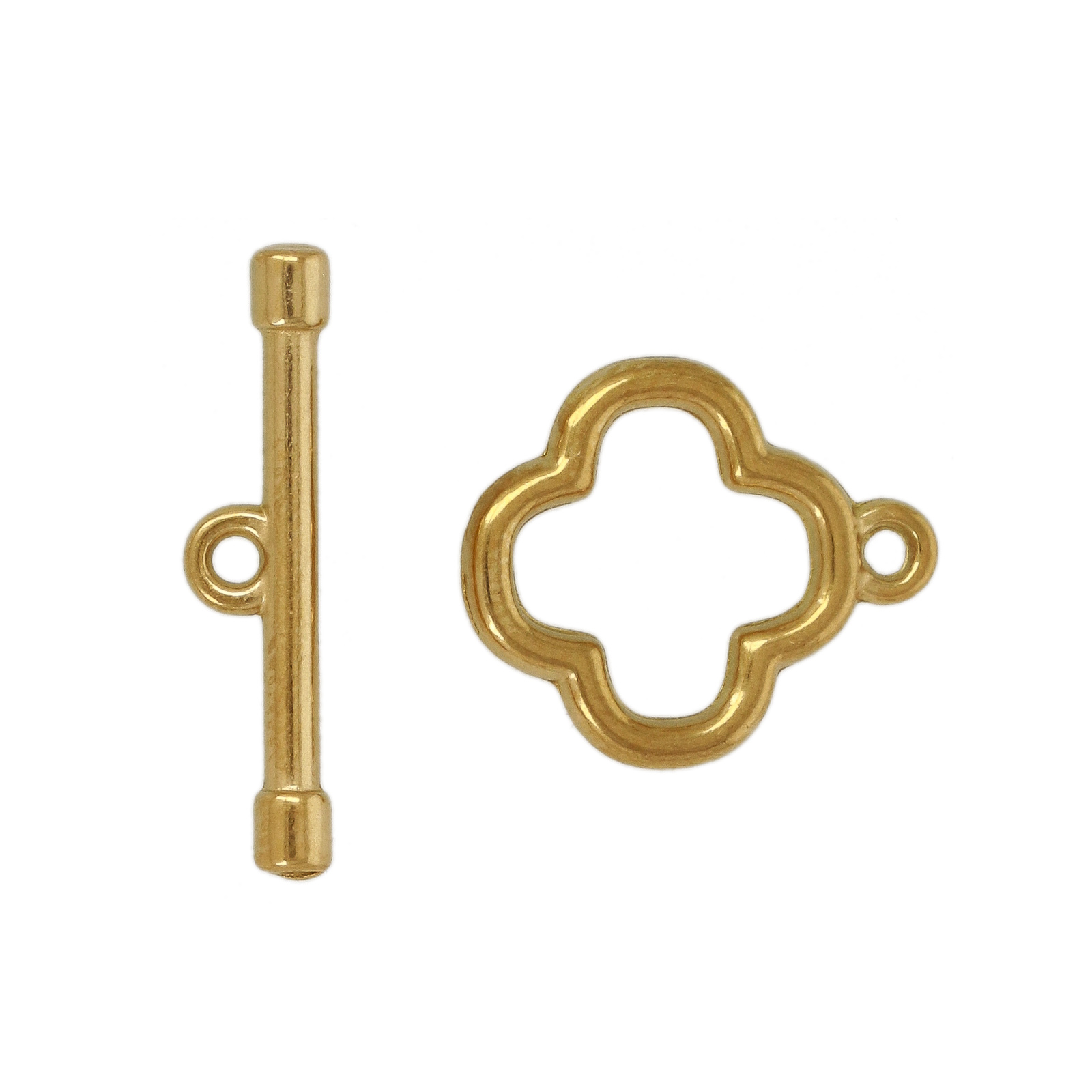 gold plated stainless steel fourleaf clover toogle clasp 13mm | 2pc