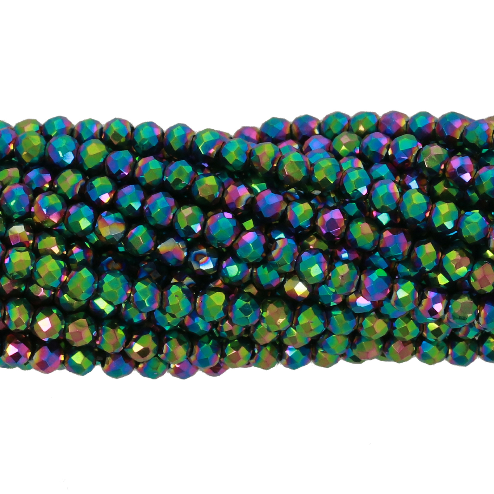 chinese glasperlen mini facettiertes rondelle metallic iris green real 2mm | 1-strang