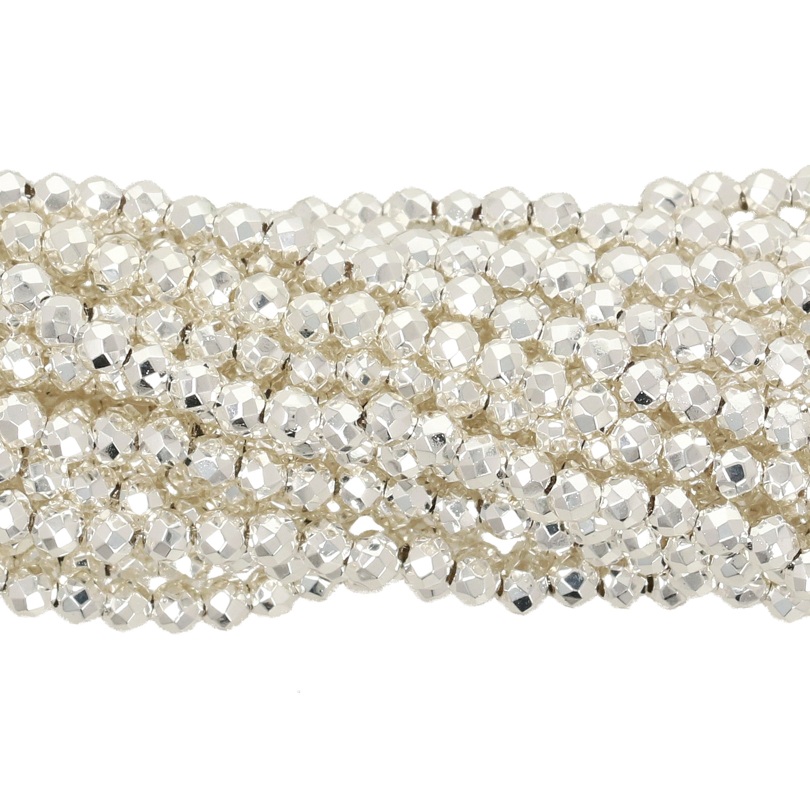 new metal silver chinese crystal mini faceted roundelle real 2mm | 1 strand