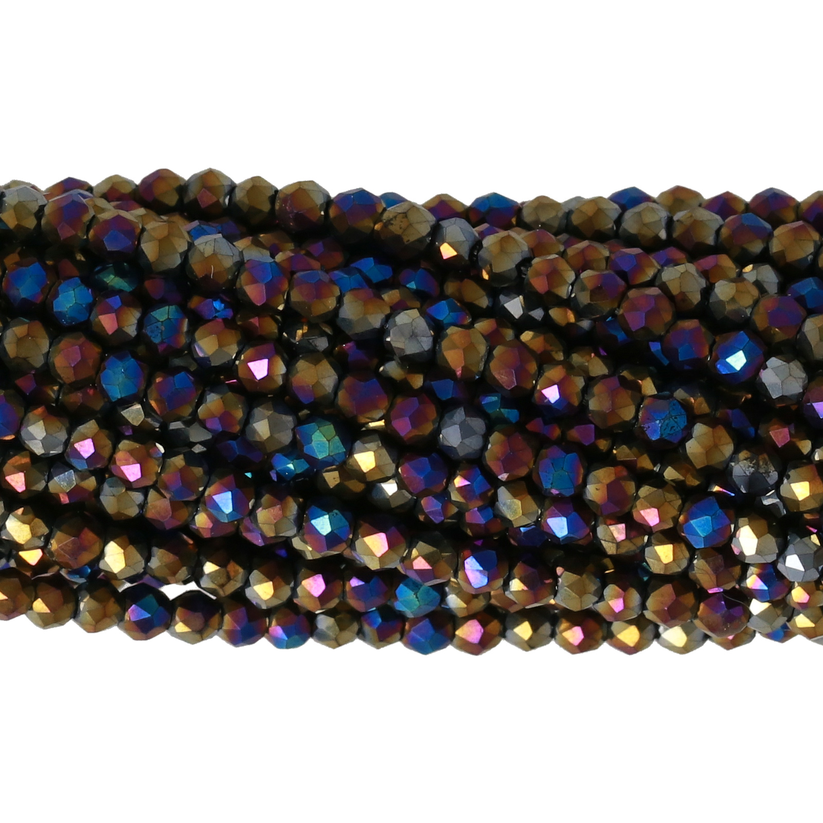 chinese glasperlen mini facettiertes rondelle metallic iris rainbow real 2mm | 1-strang