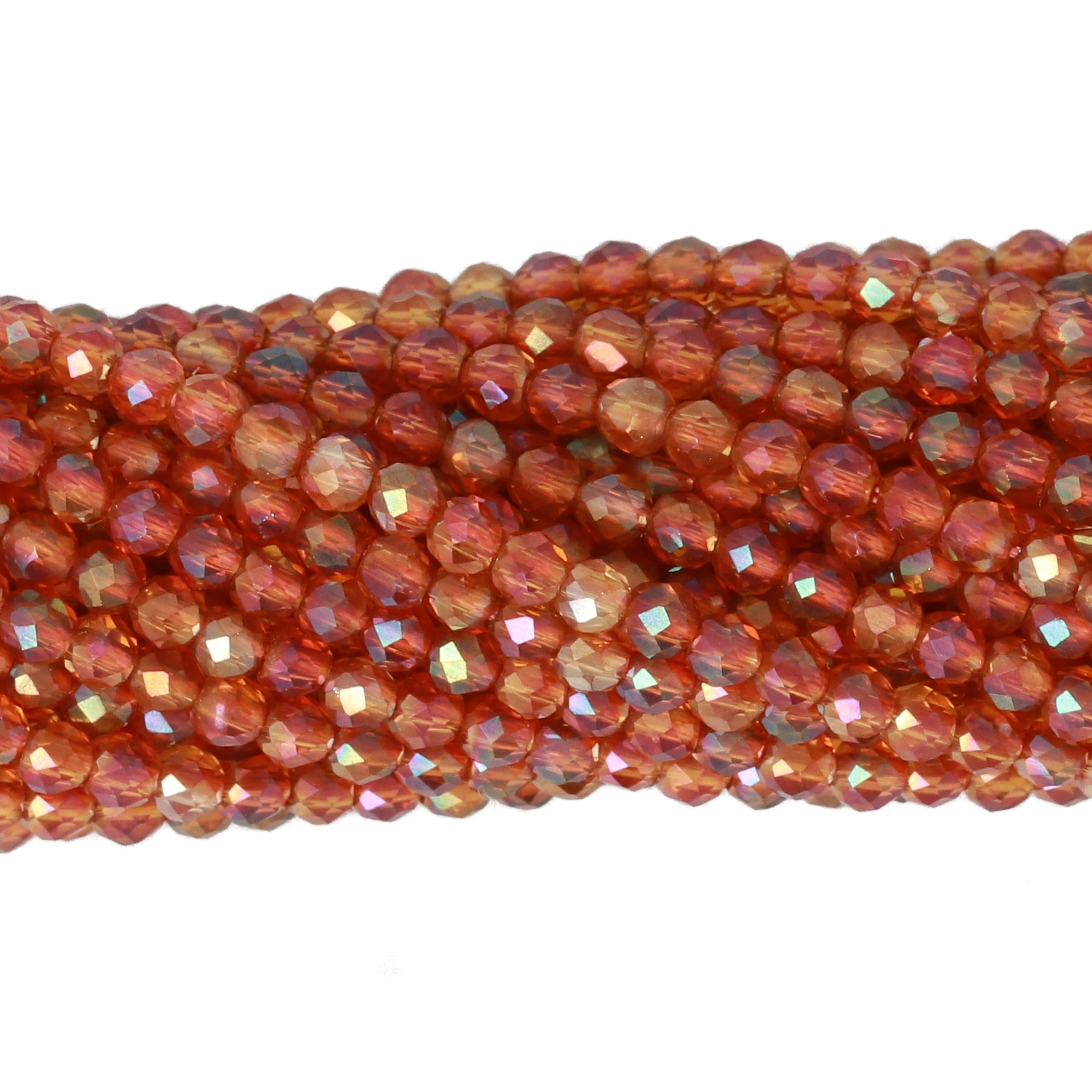 iris orange chinese crystal mini faceted roundelle real 2mm | 1 strand