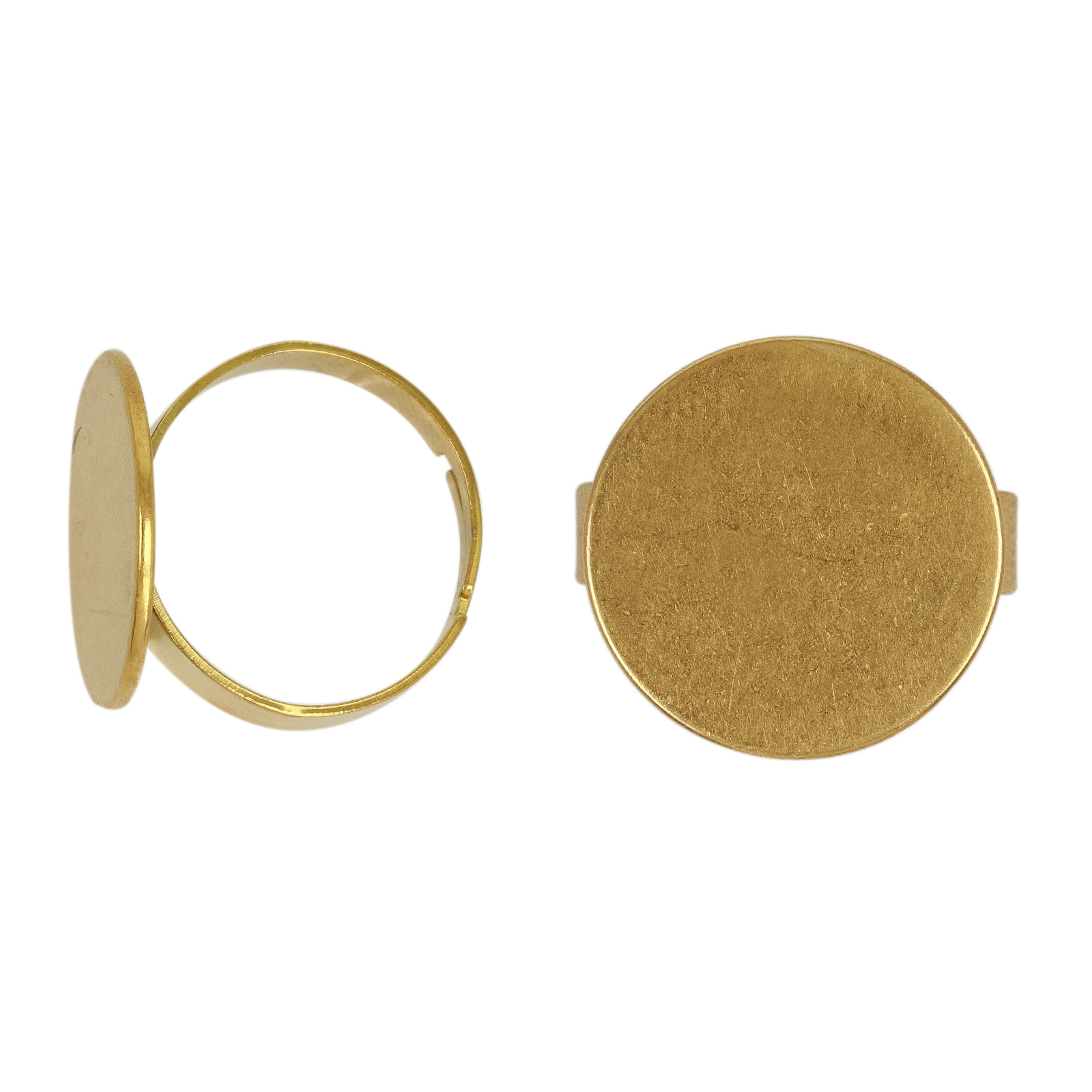 adjustable gold plated steinless steel base ring with flat base 18mm | 4pc